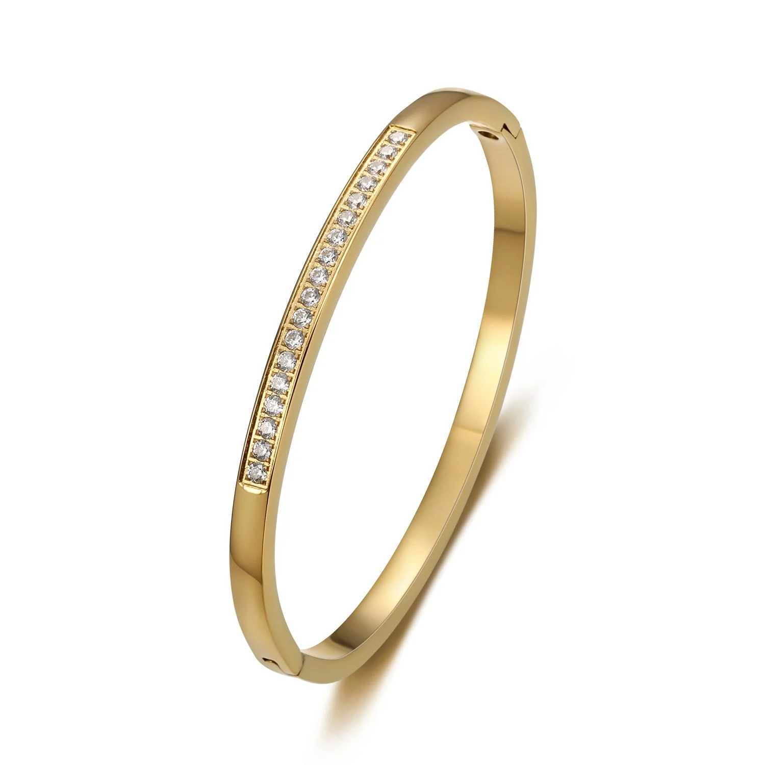 Crystals Row  Hinged Bangle (Gold&Silver)