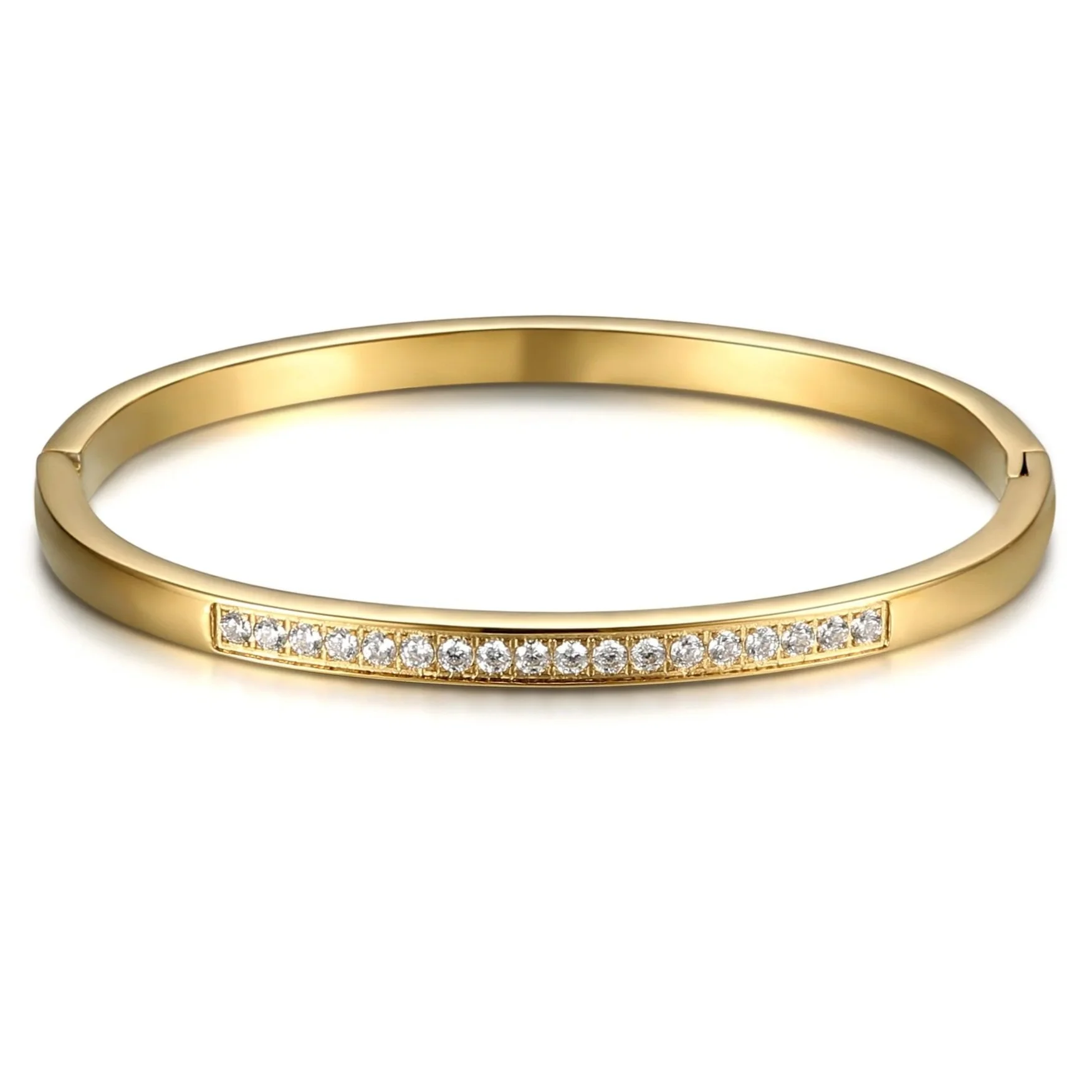 Crystals Row  Hinged Bangle (Gold&Silver)