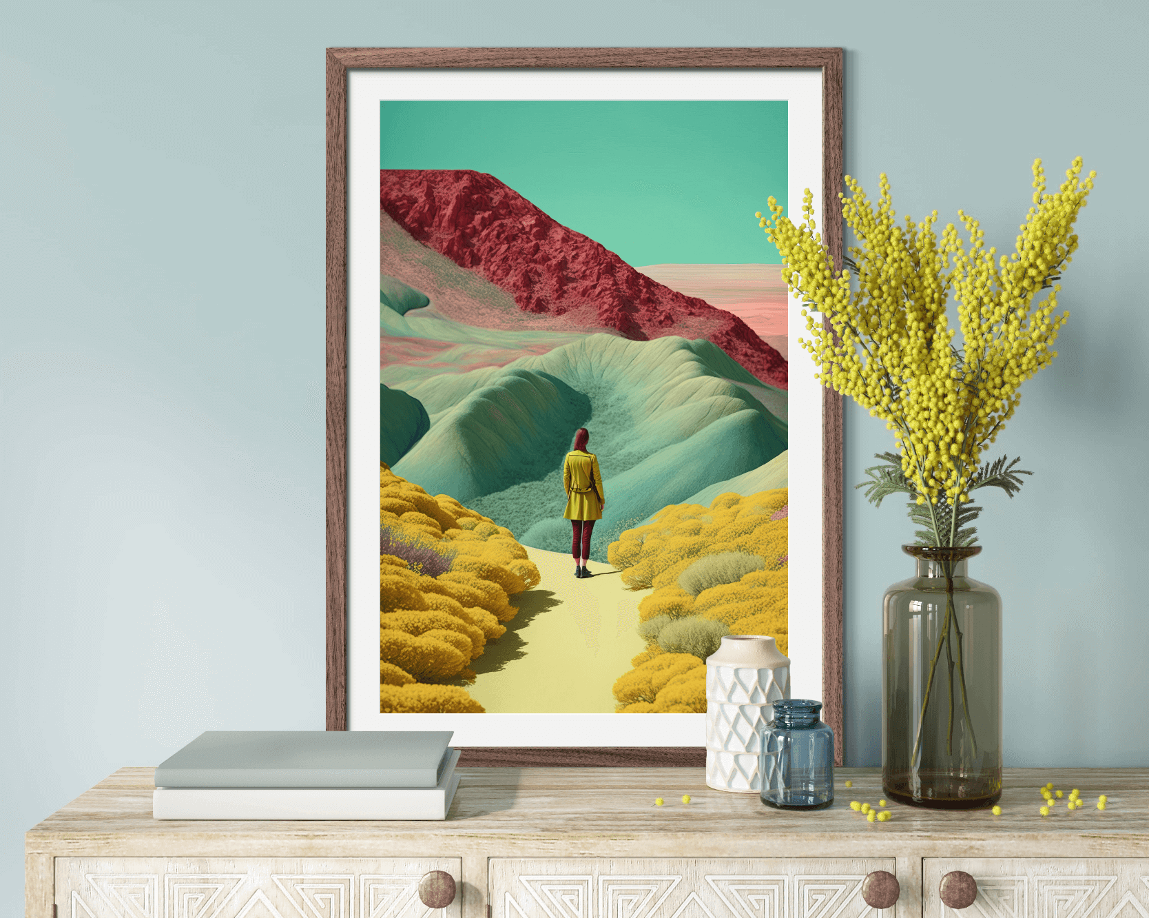 An artwork arranged in a photorealistic interior using ArtStage