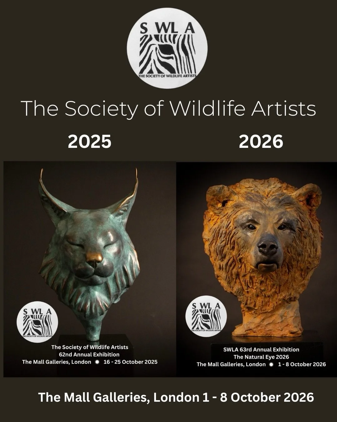 I love it when memories of this time one year ago pop up... super privileged to be selected two years in a row for this beautiful exhibition! Thank you @societyofwildlifeartists 🙏🏼 I&rsquo;m excited for Makwa to be part of the Natural Eye Exhibitio