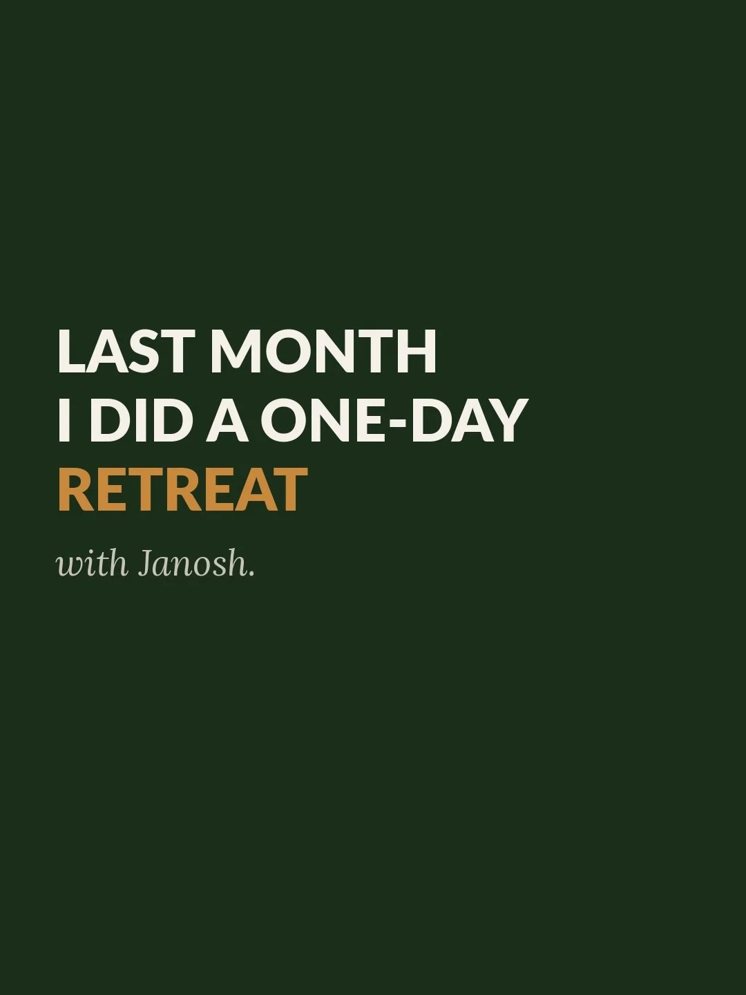 I&rsquo;m still processing what happened last month at Studio Janosh in Egmond aan den Hoef, the Netherlands.

A one-day retreat. Small group. Very personal. Visual, mental, and honestly &mdash; a bit confronting in the best possible way.

Janosh sai