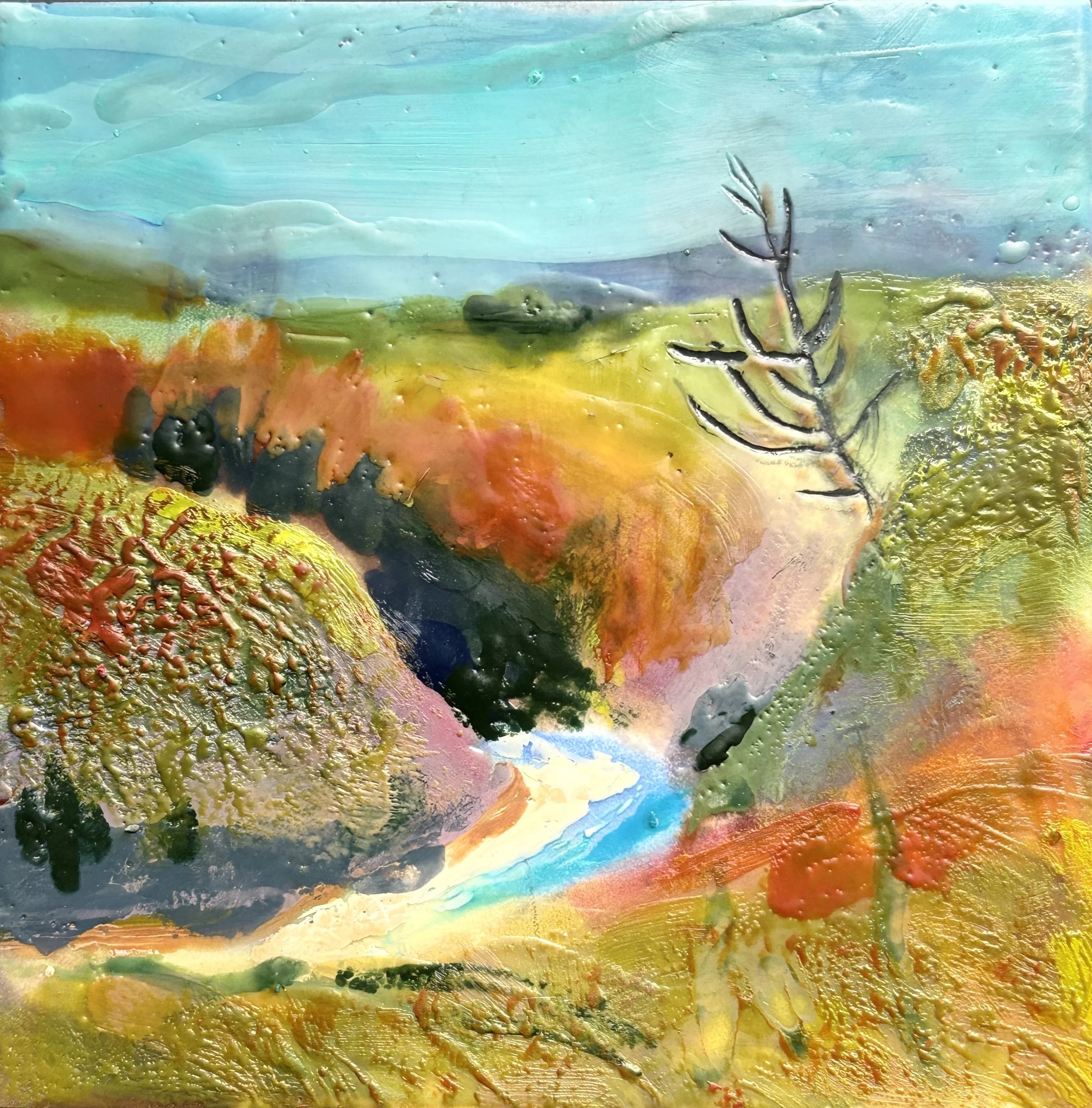 "Canyon" 6"x6"  encaustic 2026