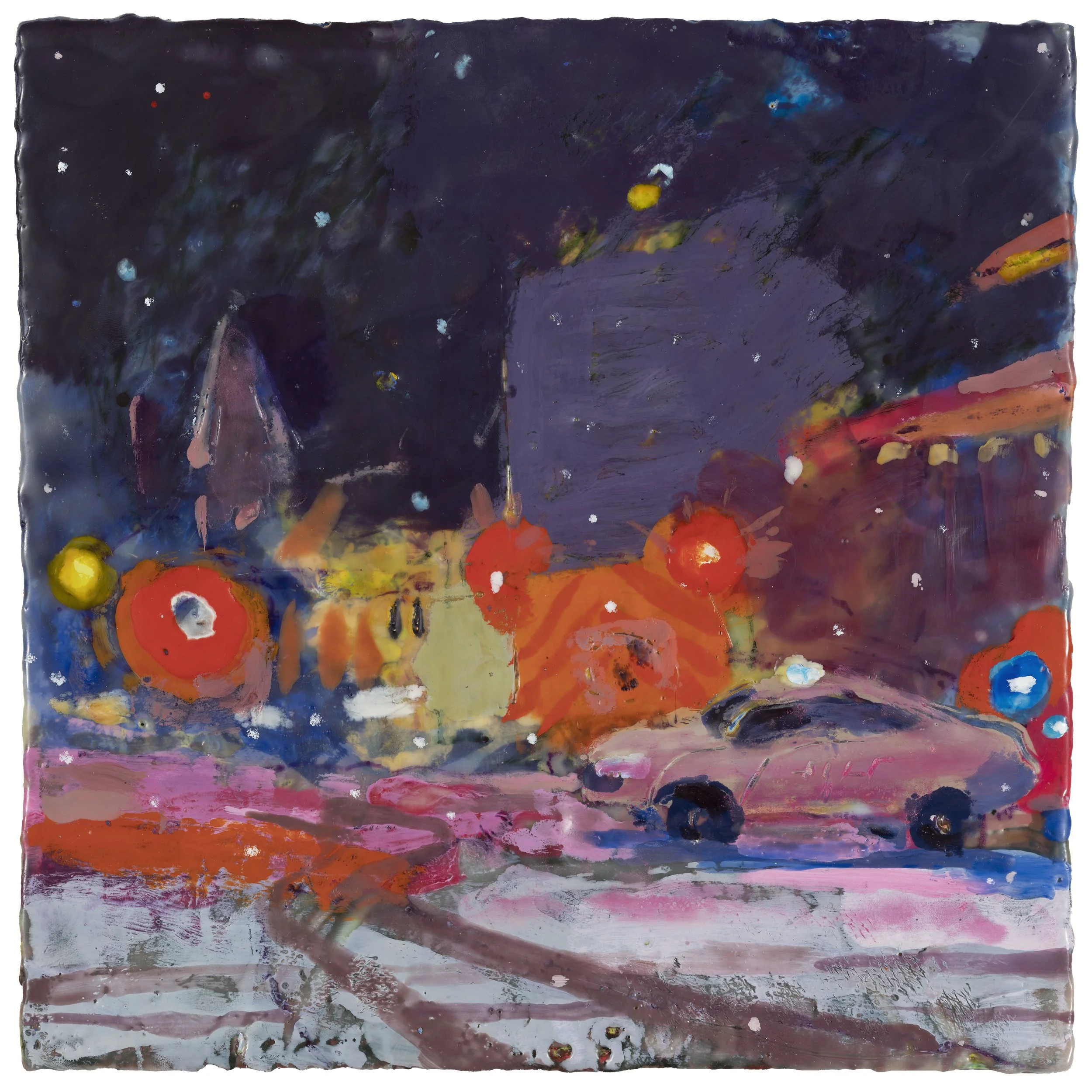 "City Night"  12"x12"  encaustic  2026