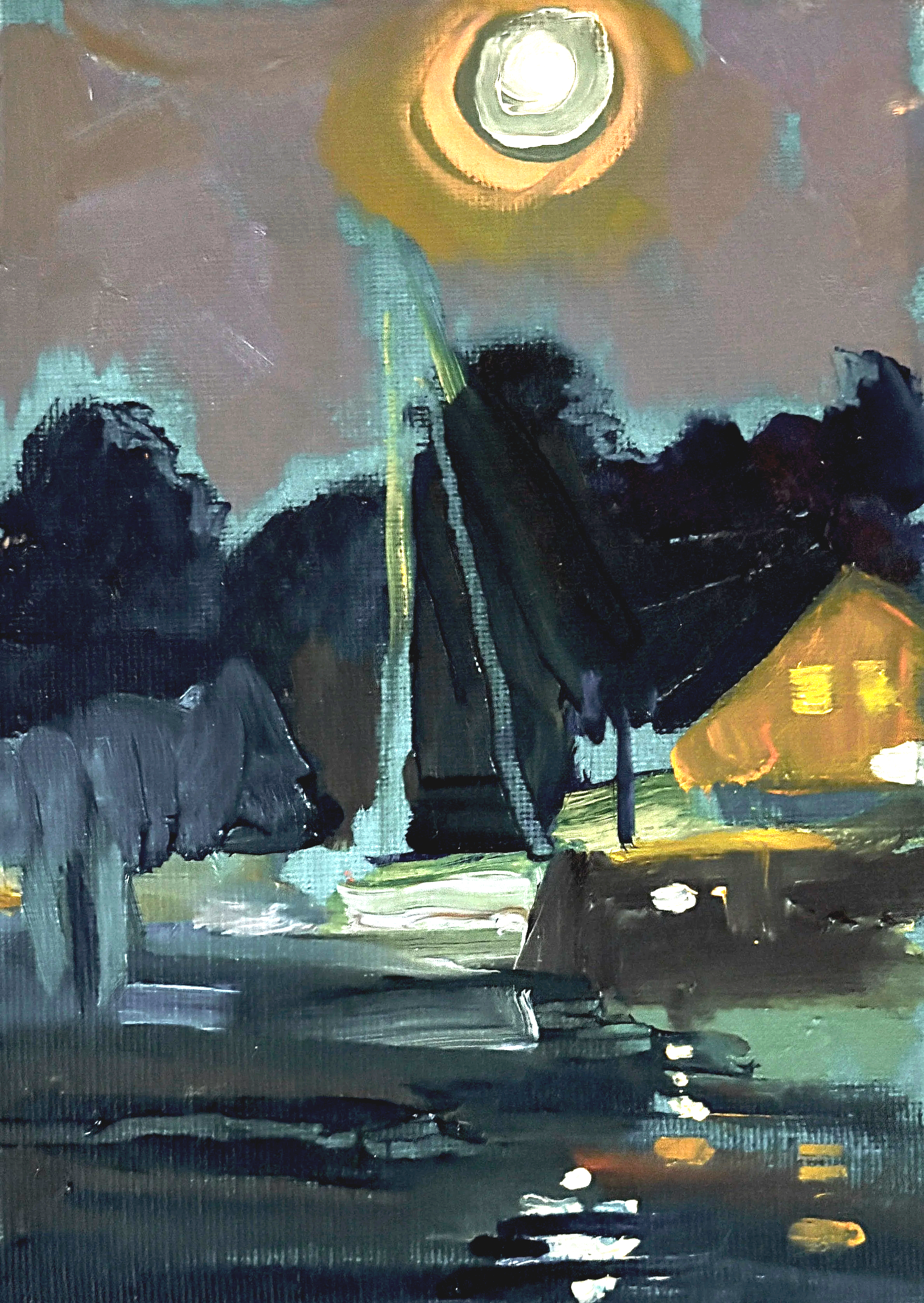 "Full moon at East Basin"  7"x5"  oil on panel 2026 GVPAP annual show
Available