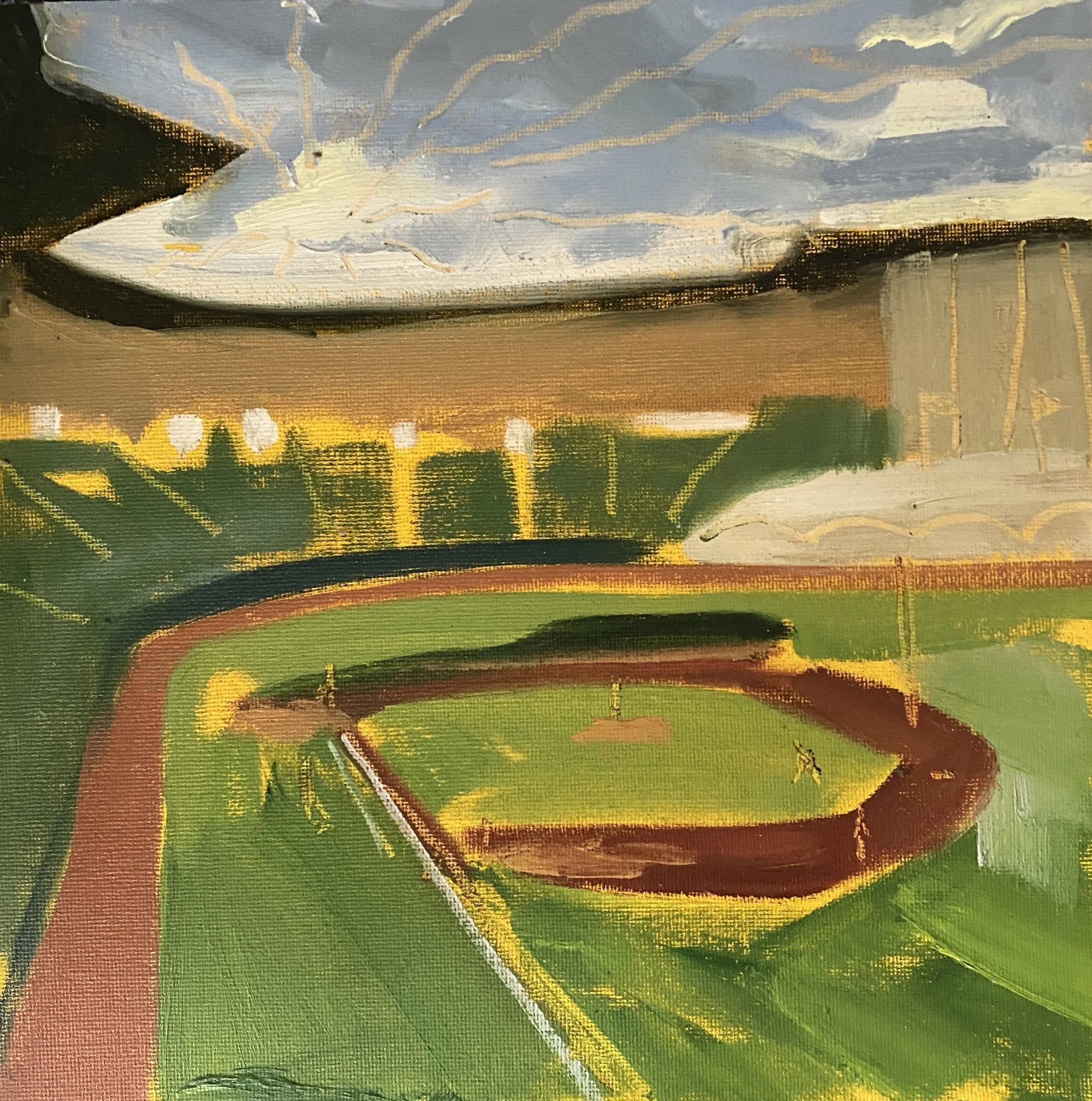 "Red Wings Game"  8"x8" oil on linen panel  2024