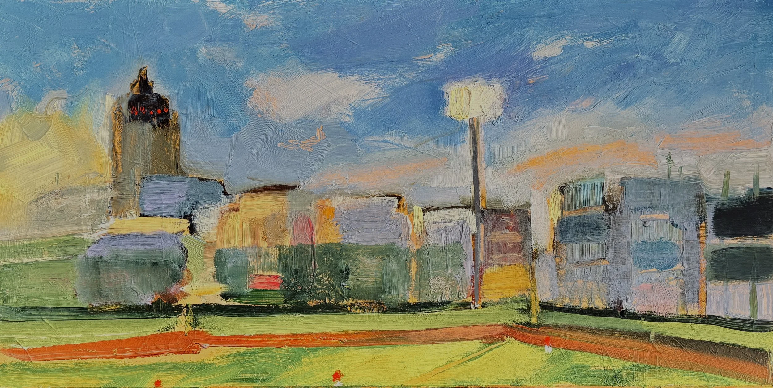 "Double Header"  6"x12"  oil on canvas  2024