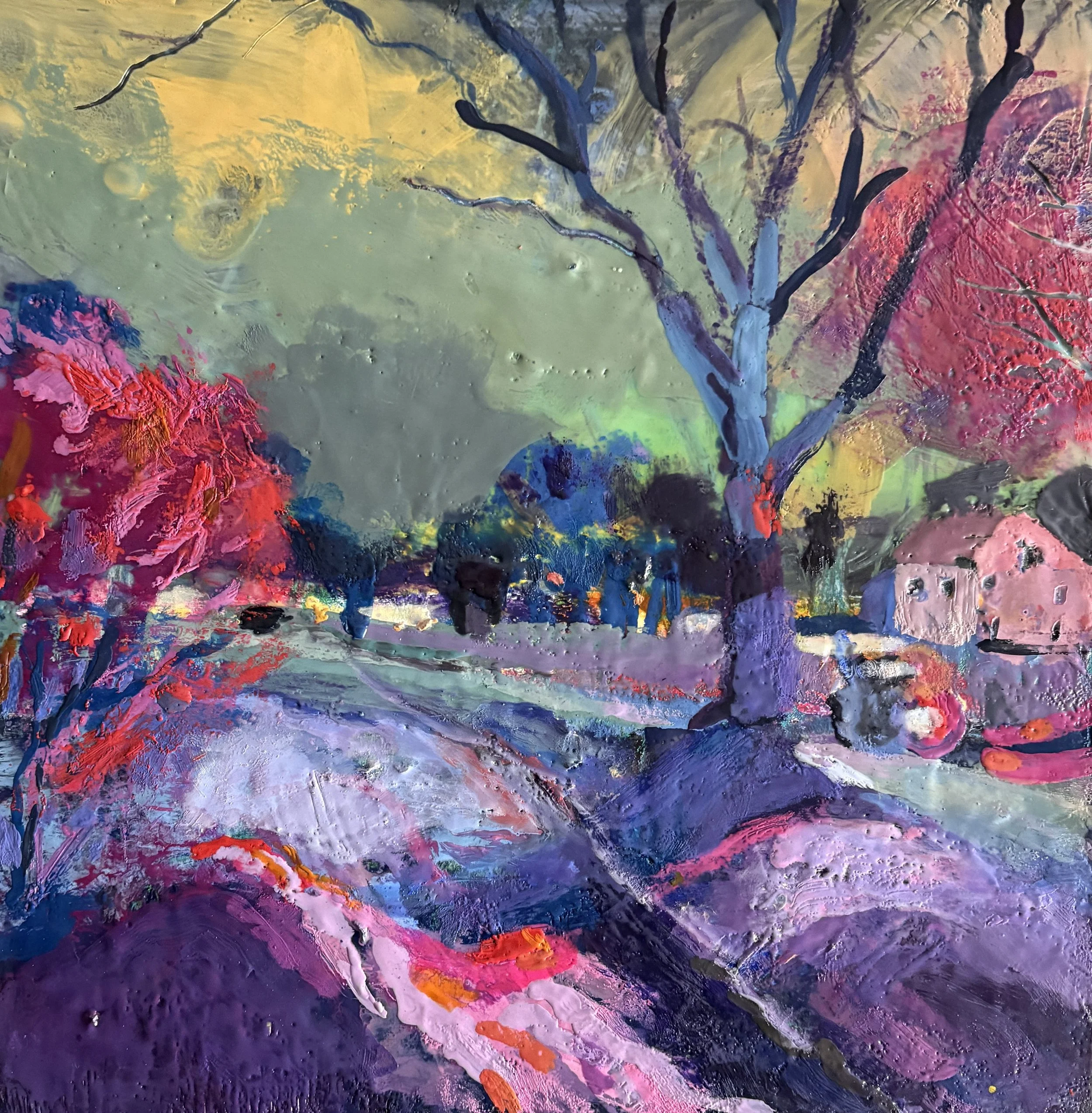 "Night Raid"  encaustic  2026