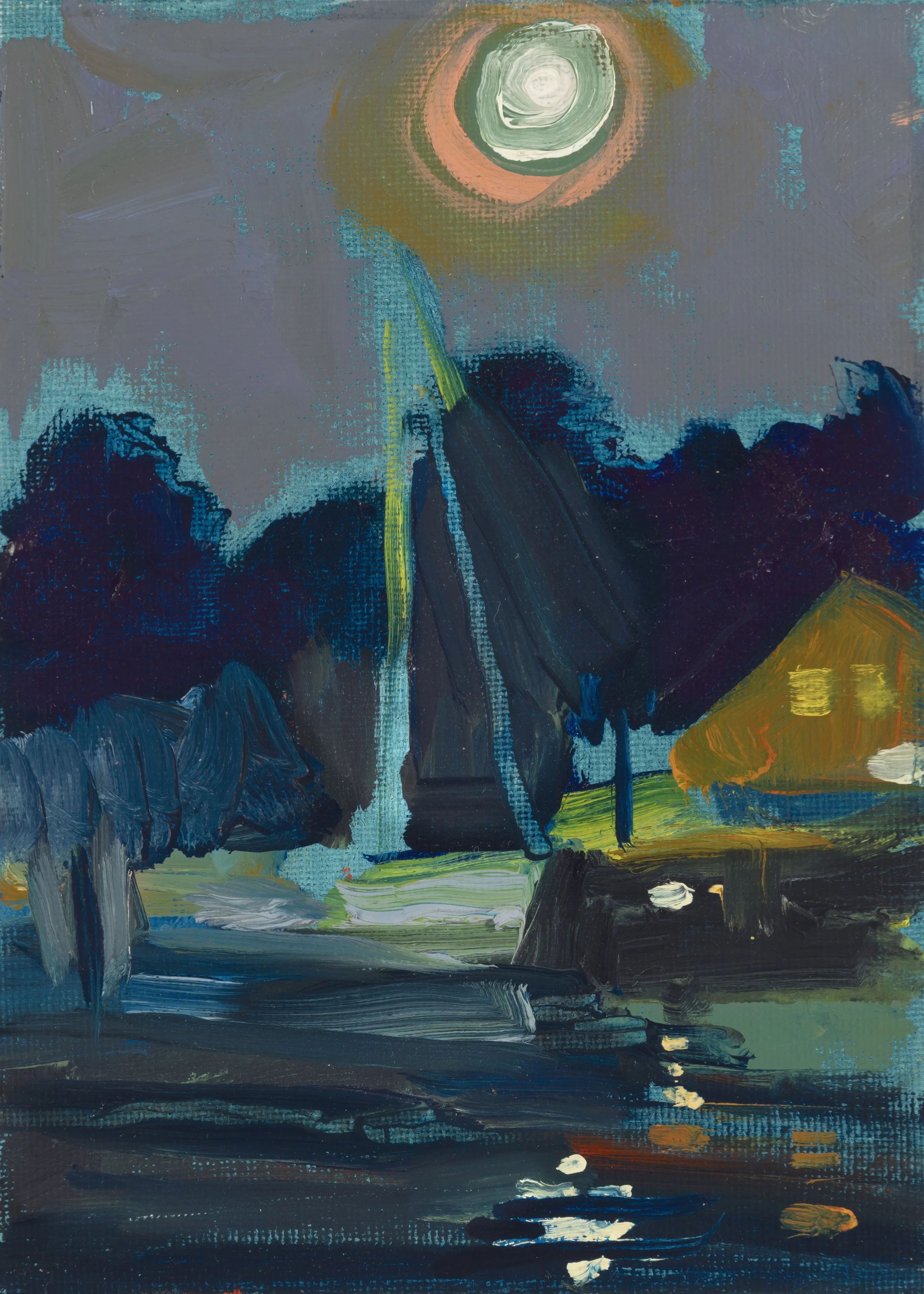 
Moon Over East Basin" 5"x7"  oil 2025