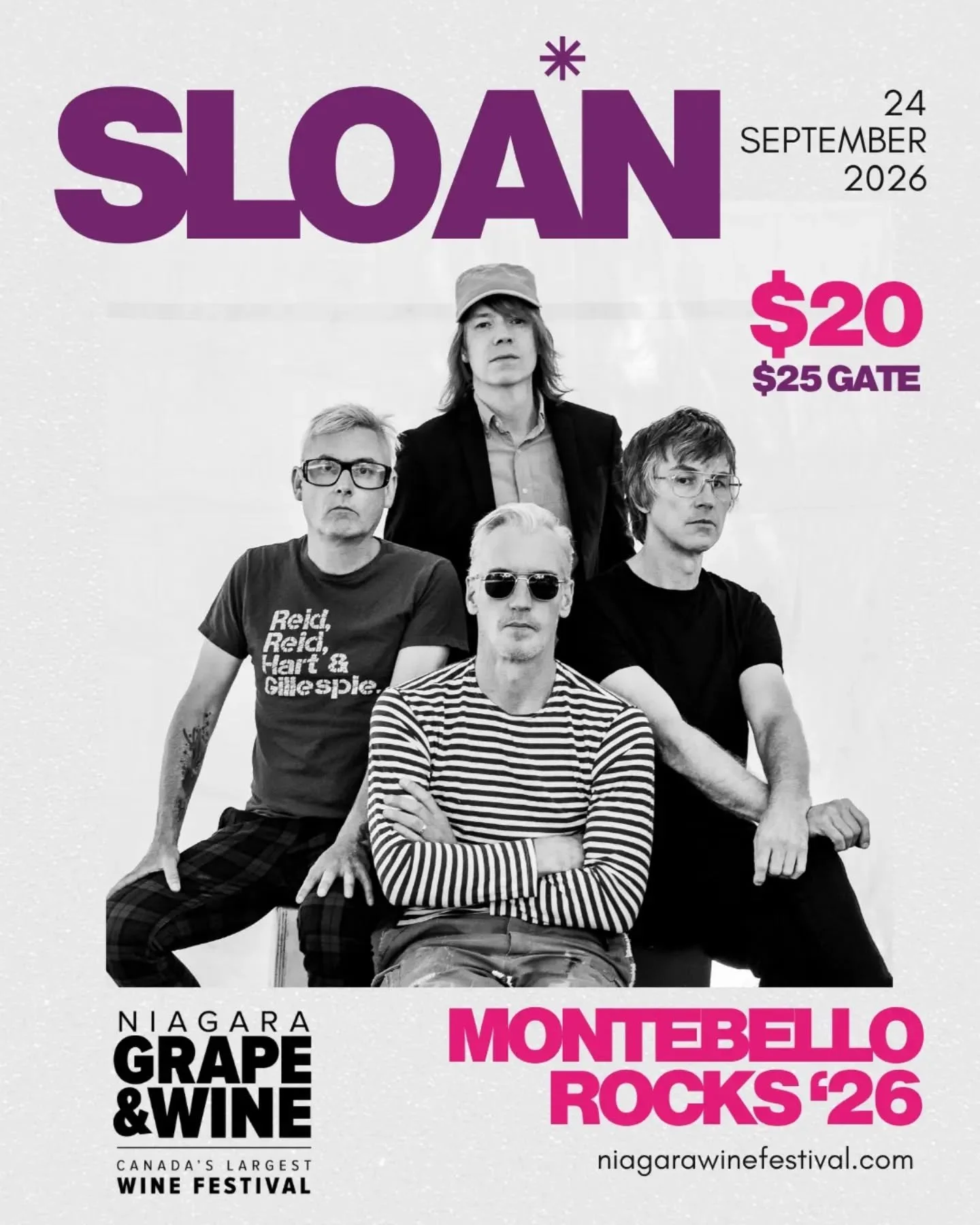This year's headliner for MONTEBELLO ROCKS is SLOAN!

Canadian rock legends @sloanmusic are taking the stage Thursday, September 24 and these early bird tickets won't last!

🎶 Gates open at 7:30 PM (Opening Act TBA)
🎟️ $20 advance | $25 at the gate