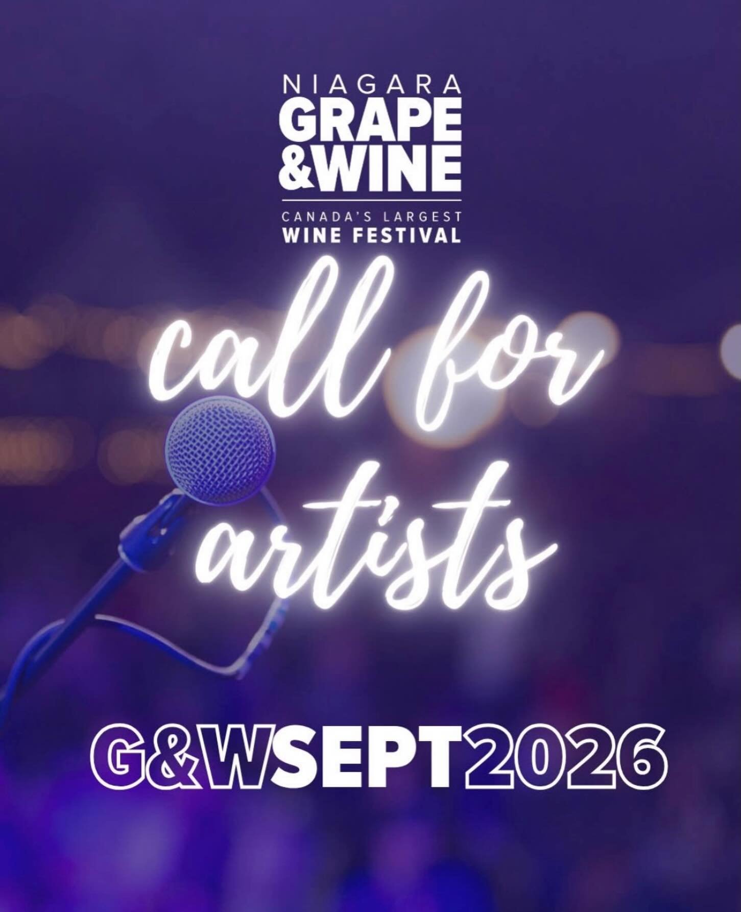 The stage is calling.

The Niagara Grape &amp; Wine Festival is now accepting artist applications for our 2026 Fall Festival -  and we&rsquo;re looking for performers who can light up one of Niagara&rsquo;s biggest outdoor stages.

Think you have wha