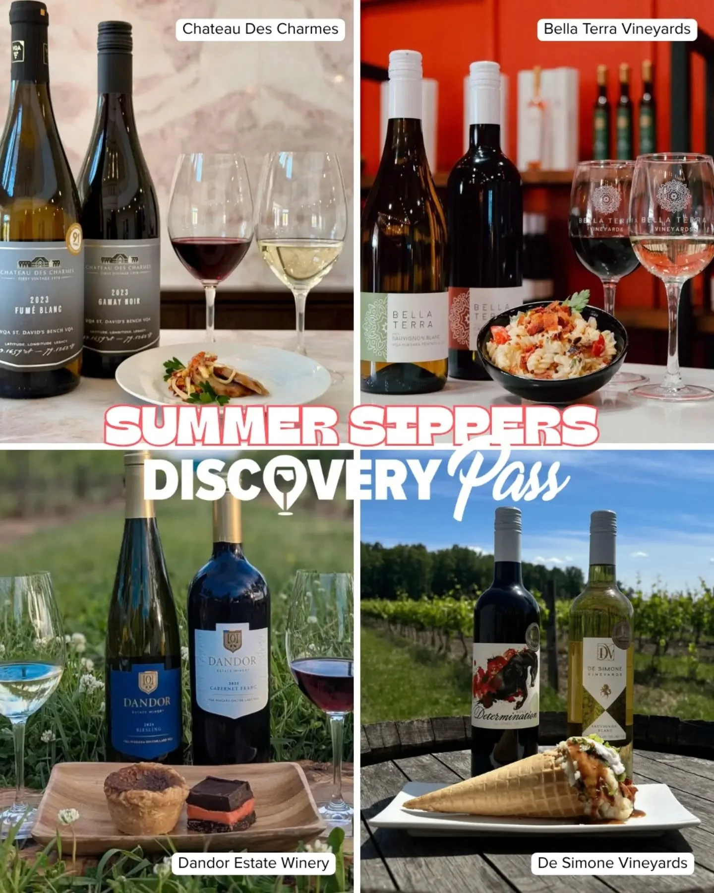🚨 LAST CHANCE to discover your way through Niagara Wine Country's ultimate wine tour &mdash; and the only Discovery Pass featuring TWO wine samples at every stop! 🍷 

Swipe to see what delicious Canadian-inspired bites are waiting for each stop 👉
