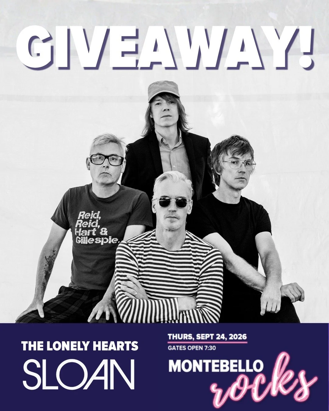 GIVEAWAY! 🎉

Want to rock out with SLOAN? 🎸🍷

Enter for your chance to WIN 2 TICKETS to the Montebello Rocks Concert featuring SLOAN and The Lonely Hearts on Thursday, September 24th! 🎶🤘

Get ready for an unforgettable night of live music at Mon