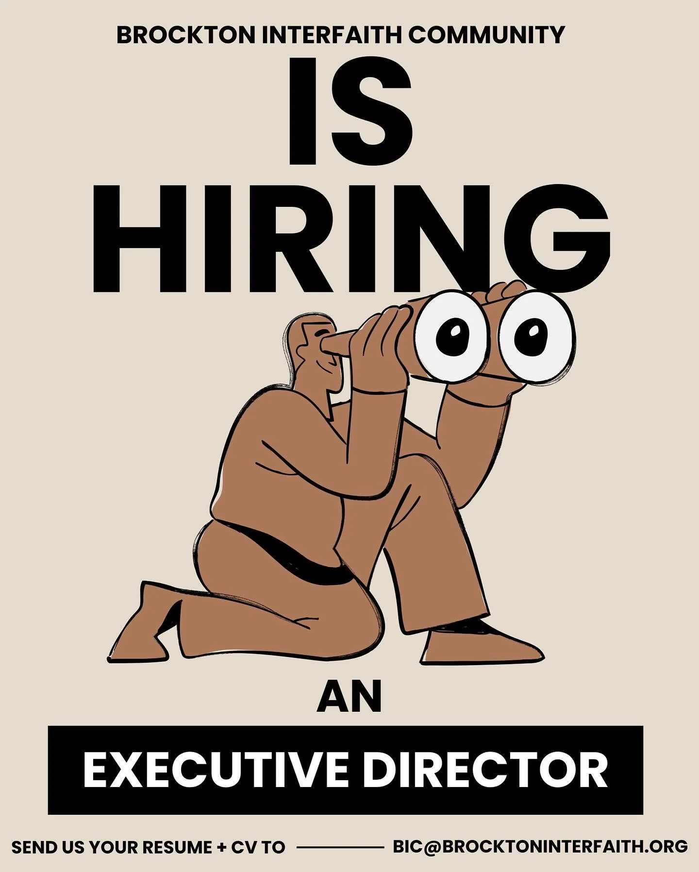 📢 We&rsquo;re Hiring: Executive Director  Brockton Interfaith Community (BIC)

Brockton Interfaith Community (BIC) is seeking a passionate, visionary, and justice-driven Executive Director to lead our organization into its next chapter of impact and