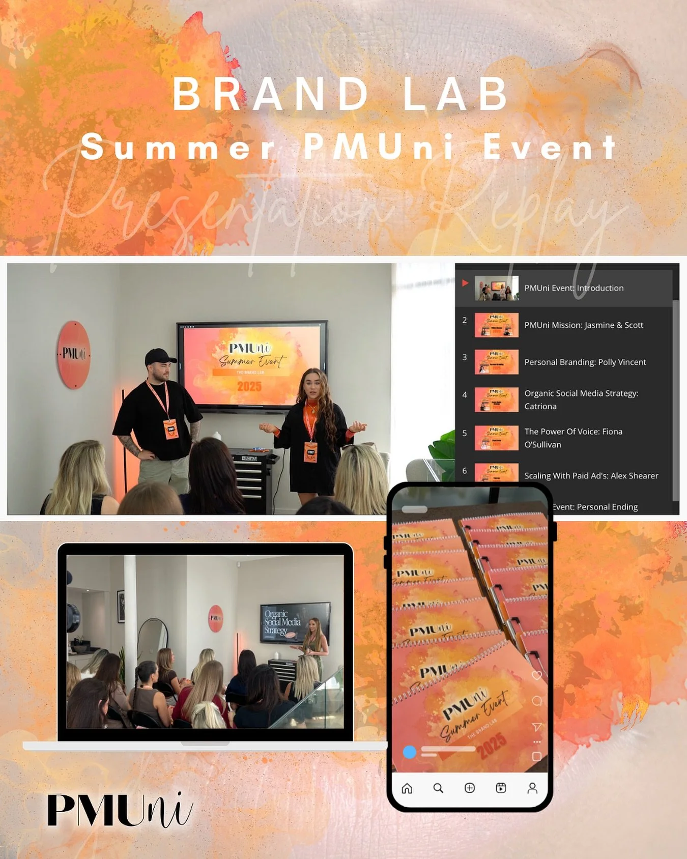 PMUni Brand Lab Summer Event 🧡✨
REPLAY of presentations are now on the platform ready to watch if you couldn’t make the in person event!
You can find the lessons in the Webinar Replay in their own Section!
Thankyou again to our speakers