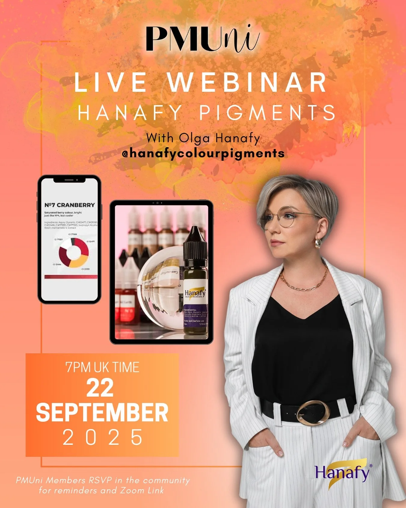 The genius queen pioneer of @hanafycolourspigments is on PMUni Webinar this September talking about Eyebrow colour theory 🙌🏼😍 @olgahanafy_pm
Members RSVP via the community and WhatsApp chat 💬 Add the date to your calendar for reminders