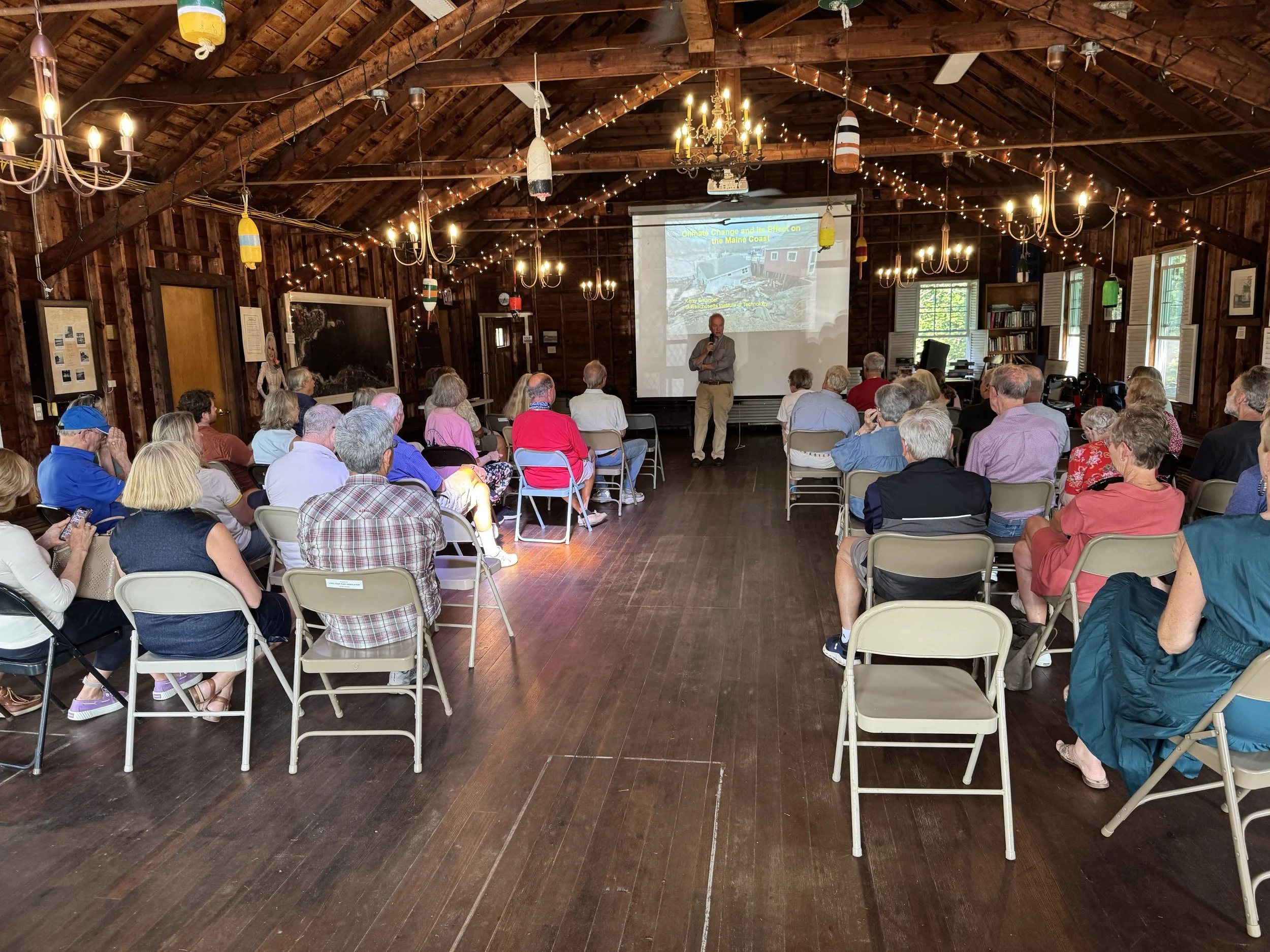 Coveside Conversation #2 in 2025: Peter Waystack introduces Kerry Emanual and kicks of a talk on climate change and Maine.
