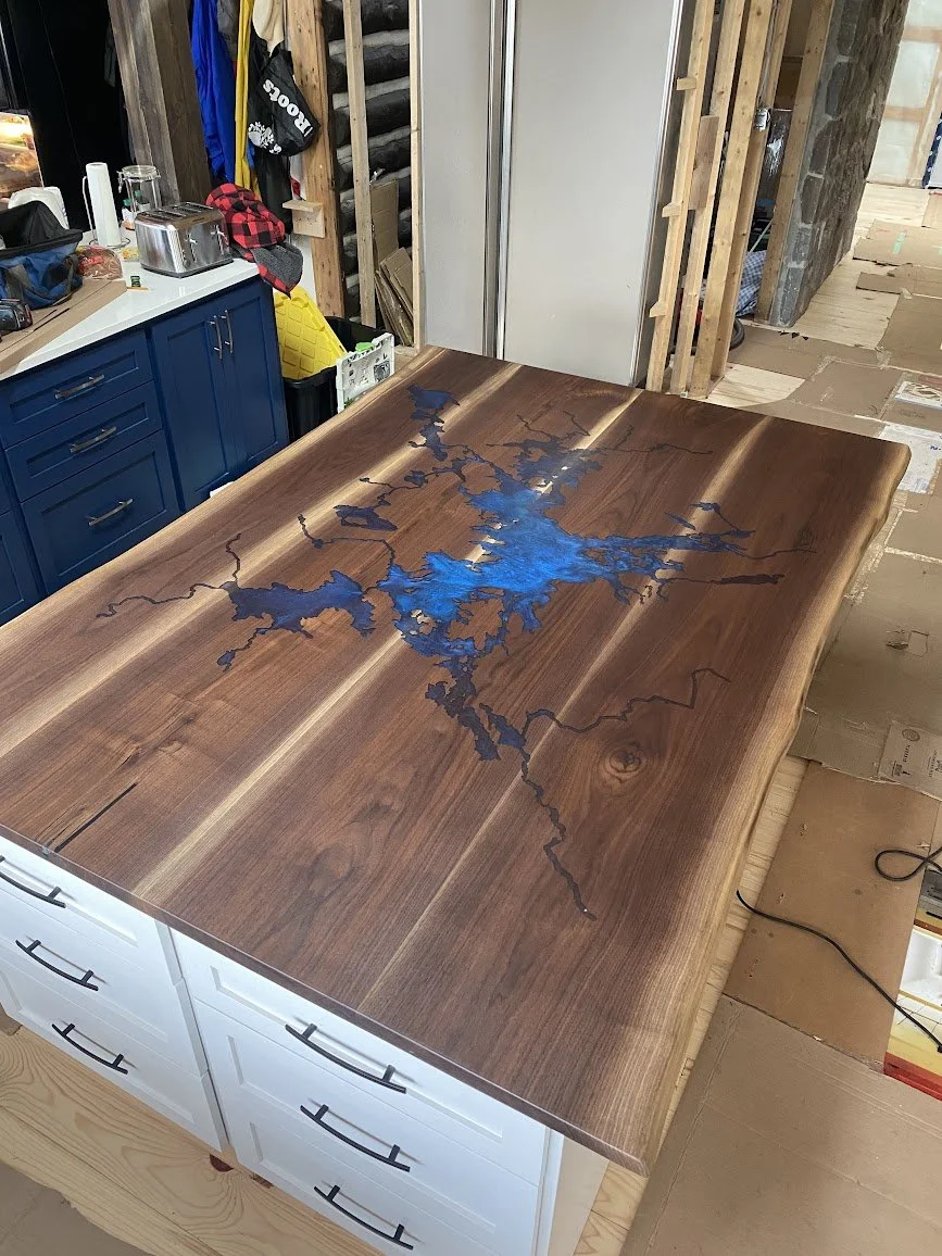 Blue Lake Map Kitchen Island top