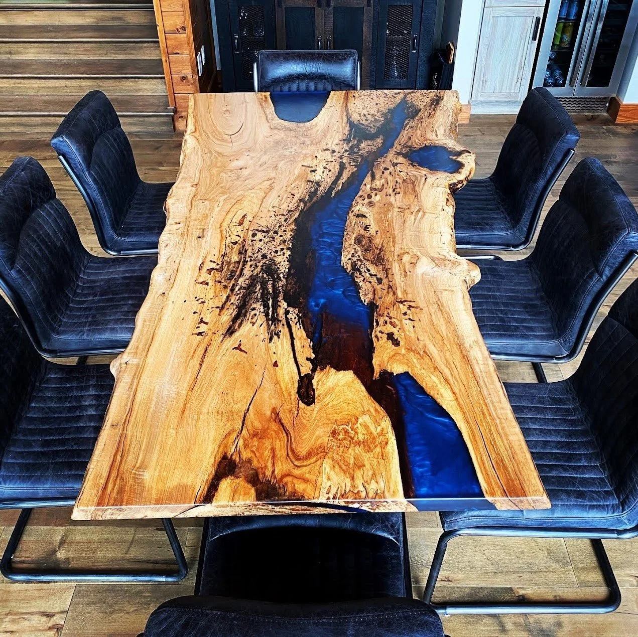 Maple with Blue Epoxy & Twisted base