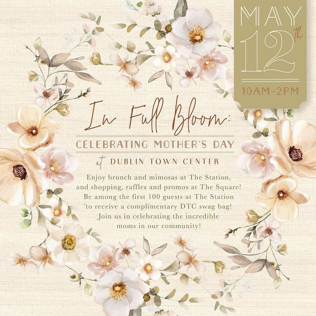 Celebrate Mother&rsquo;s Day at Dublin Town Center 🌹 Join us as we celebrate the most incredible women in our community! 

✨ Brunch at @manhattanbageldublin &amp; @neshaminycreekbrewing_dublin 

✨ Be among the first 100 guests to receive a DTC swag 