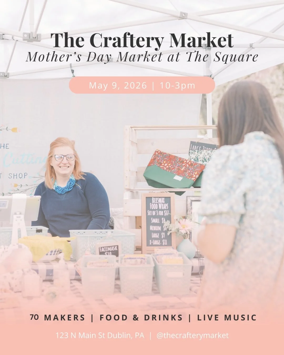 💐 @thecrafterymarket is bringing back its Mother&rsquo;s Day Market at The Square!

Join us on Saturday, May 9th &amp; shop 70 vendors at The Square! Discover carefully curated, artisan handmade goods, antique and vintage treasures, original art, &a