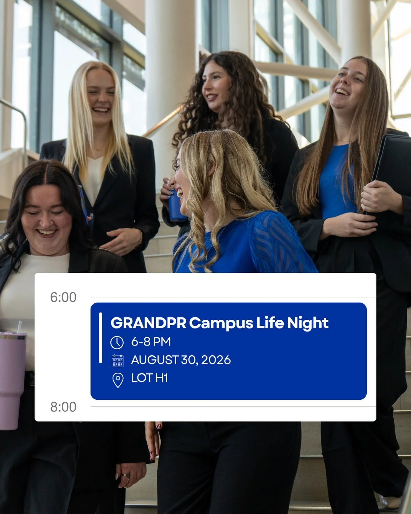 GrandPR is officially back for the new school year! 📓 

Come see us at Campus Life Night! Visit the GrandPR and PRSSA table THIS Sunday the 30th from 6-8pm in Lot H1. Learn how YOU can get involved and grow as a professional! 

#GrandPR #prssa #adpr