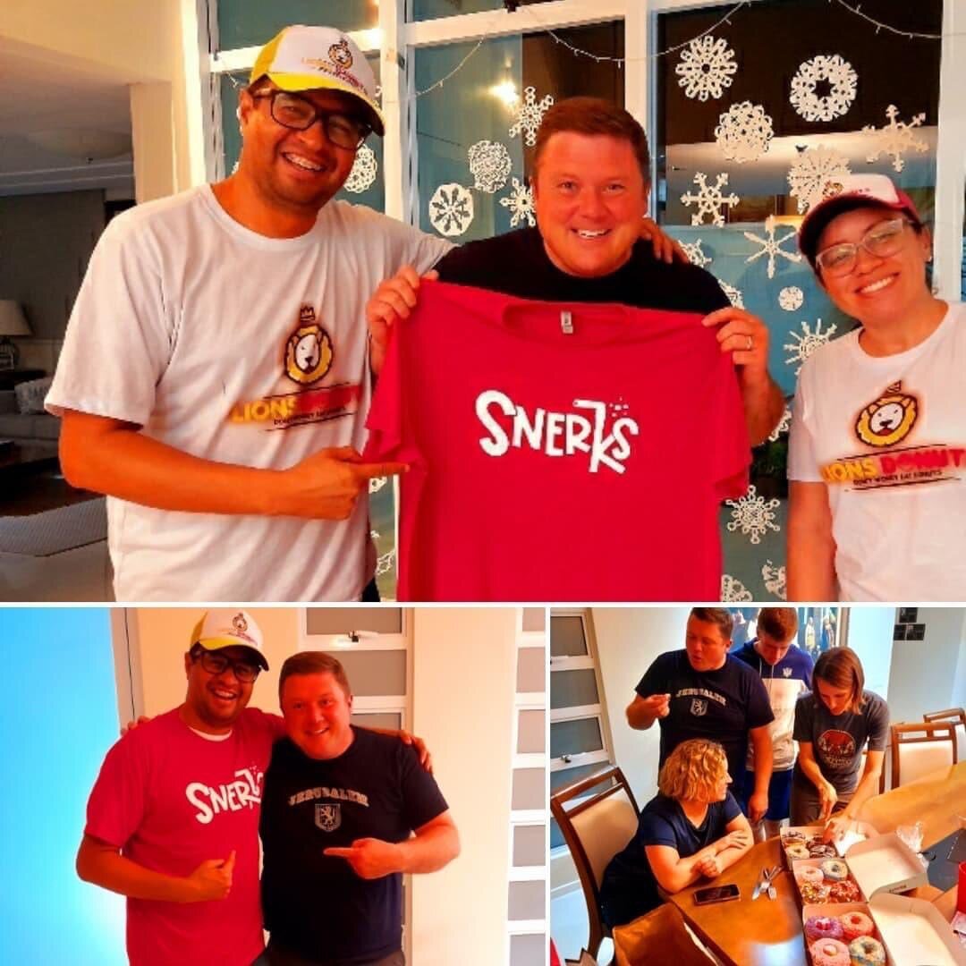 Snerk&rsquo;s made it to Brazil and back! Our Brazilian friend, Anderson and Andreza Leao, have an amazing donut shop in Fortaleza! We shared stories and tested donuts! We love our Brazilian friends!!!
