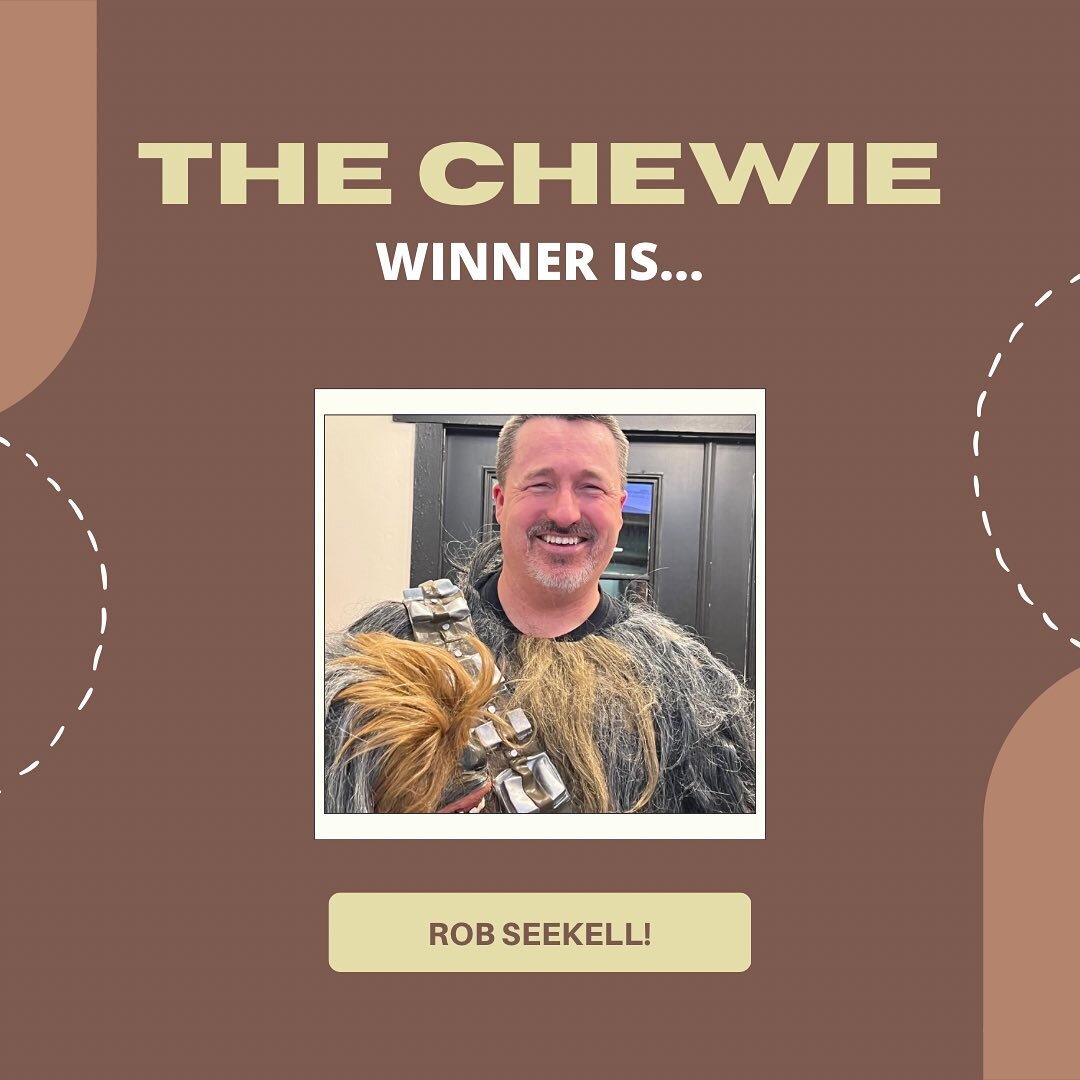 Congrats to Rob Seekell for winning a MONTH of free Chewie&rsquo;s! We heard some amazing Chewbacca impressions but his took the podium with the costume and all!
