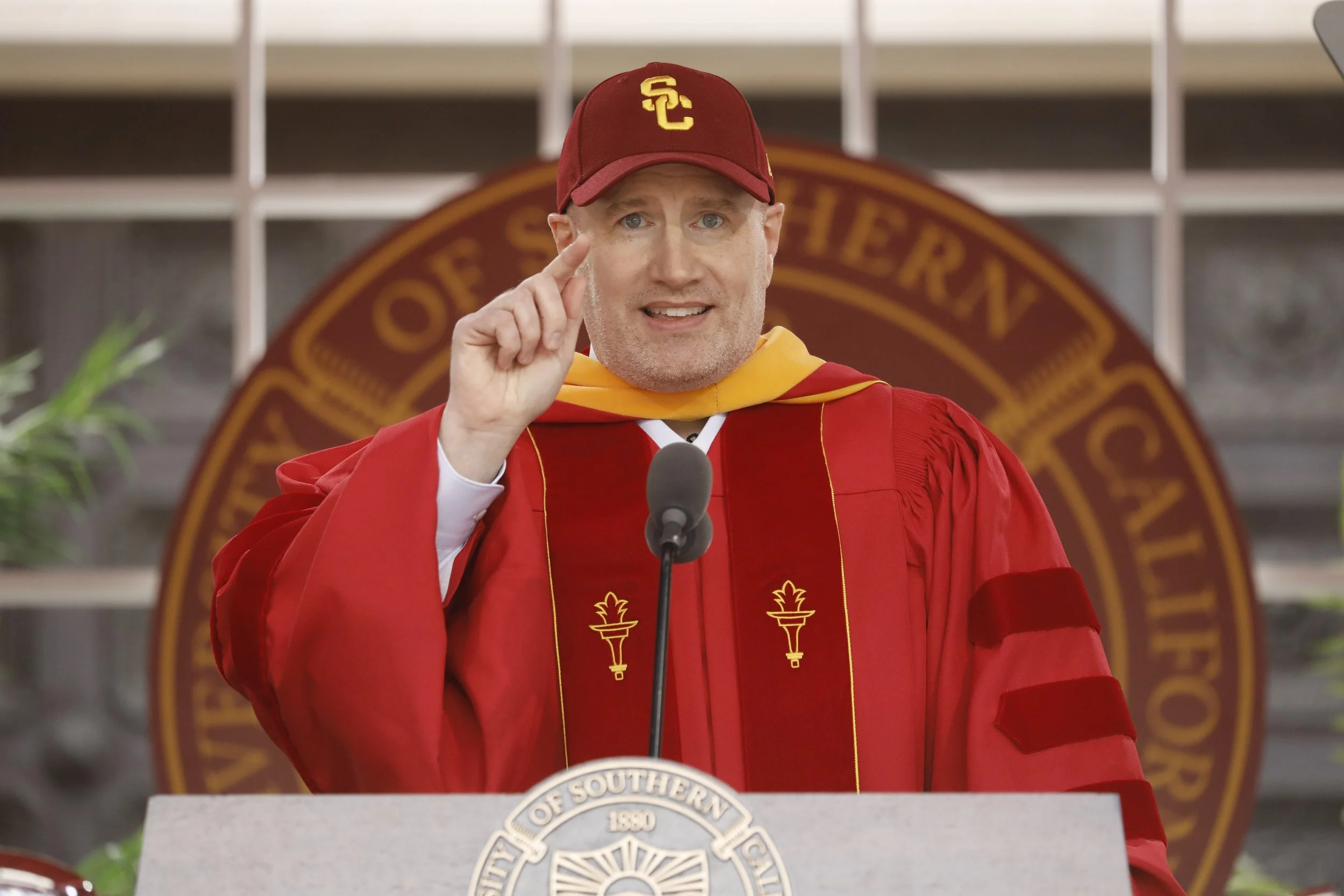 SCA alumnus Kevin Feige delivering USC's 140th Commencement Address.