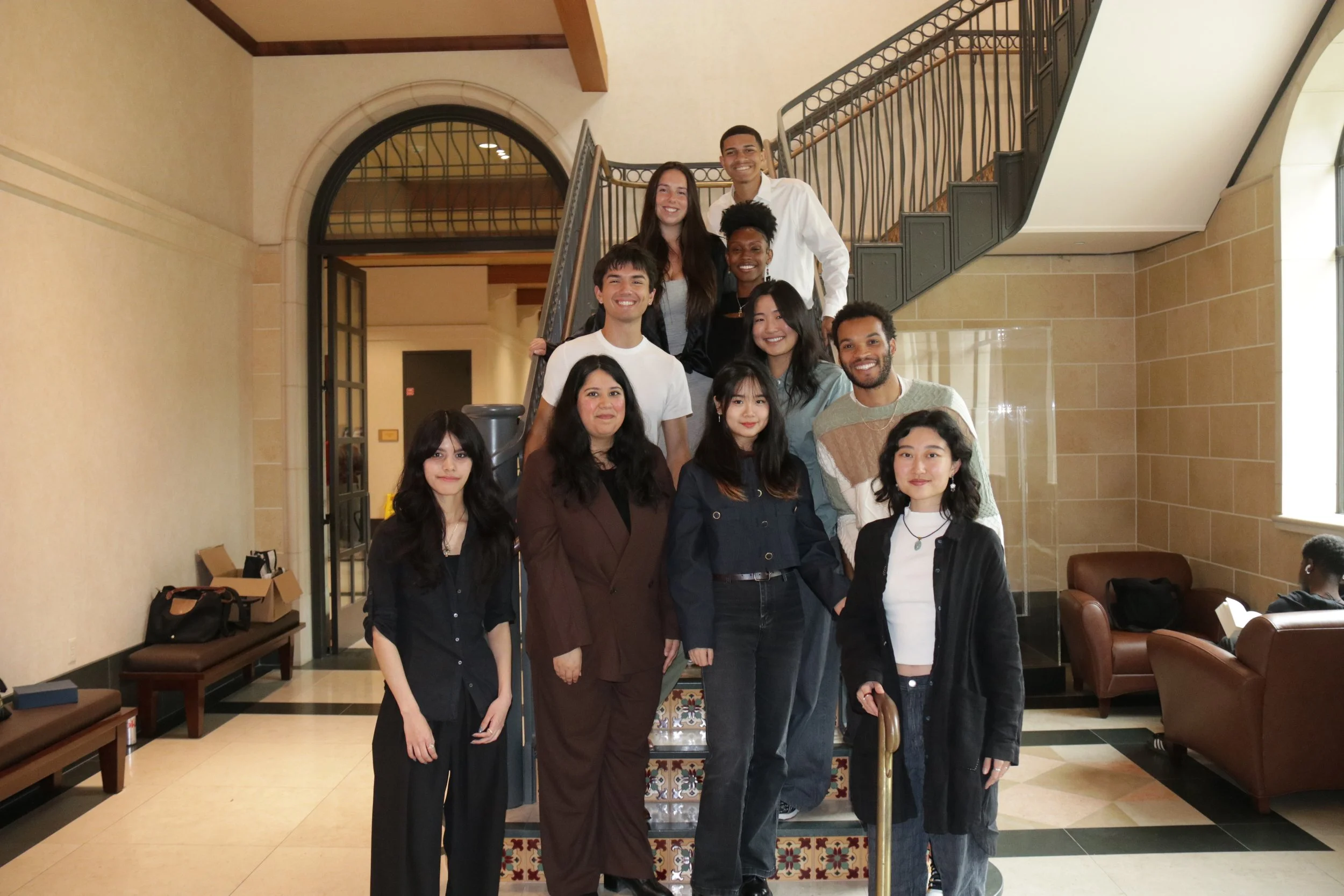 The 2025 SCA Social Impact Award recipients. 
R1: (L-R) Kyra Godoy, Shagun Kanwar, Zeping Sun, Avana Wang
R2: (L-R) Matthew Sorgie, Katie Luo, Tyler Holmes
R3: (L-R) Lucy M. Wilkins, Mikayah Lee, Drew Henderson