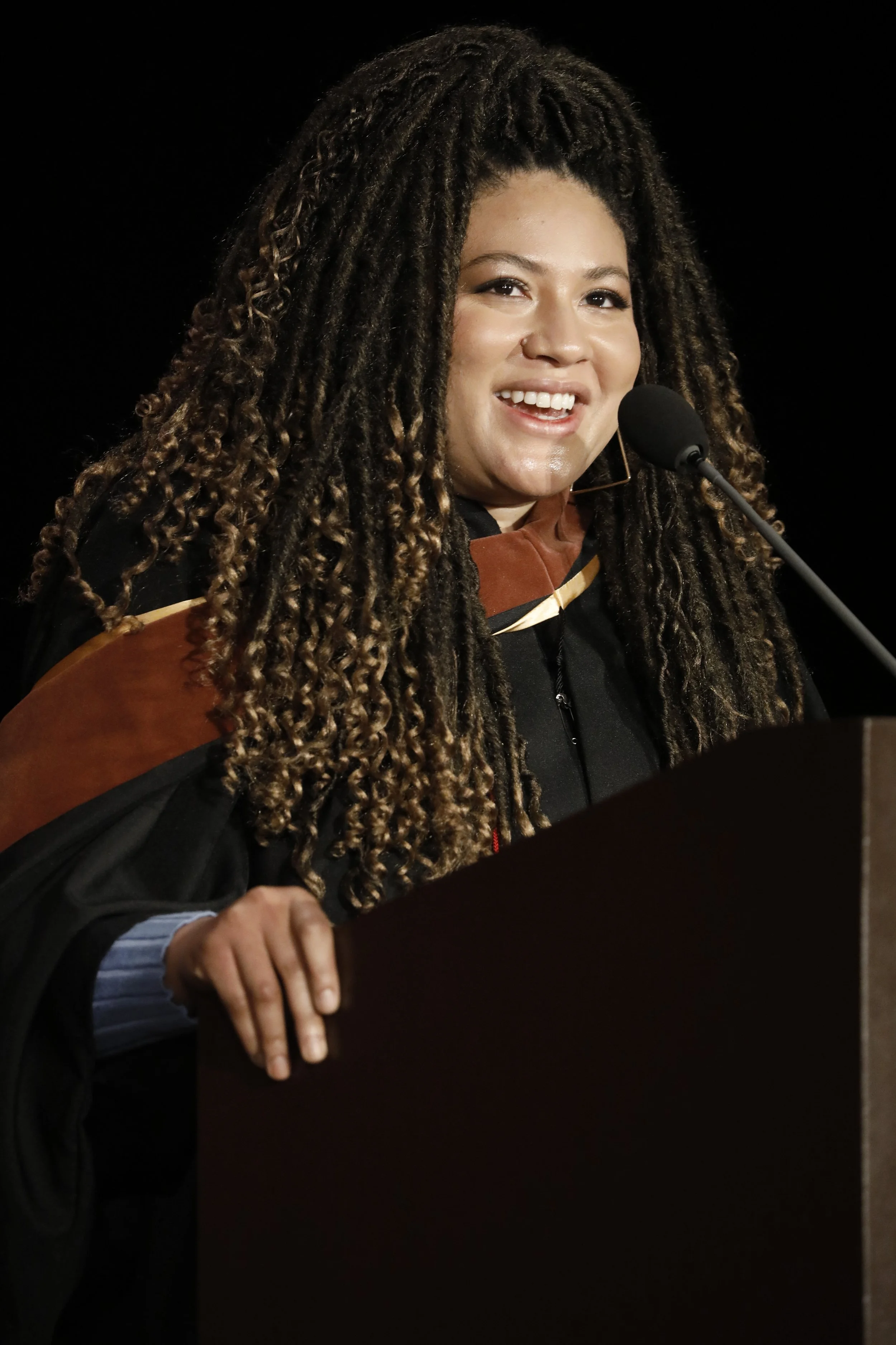 SCA alumna Tracy Oliver '10 receiving the 2023 Mary Pickford Alumni Award.