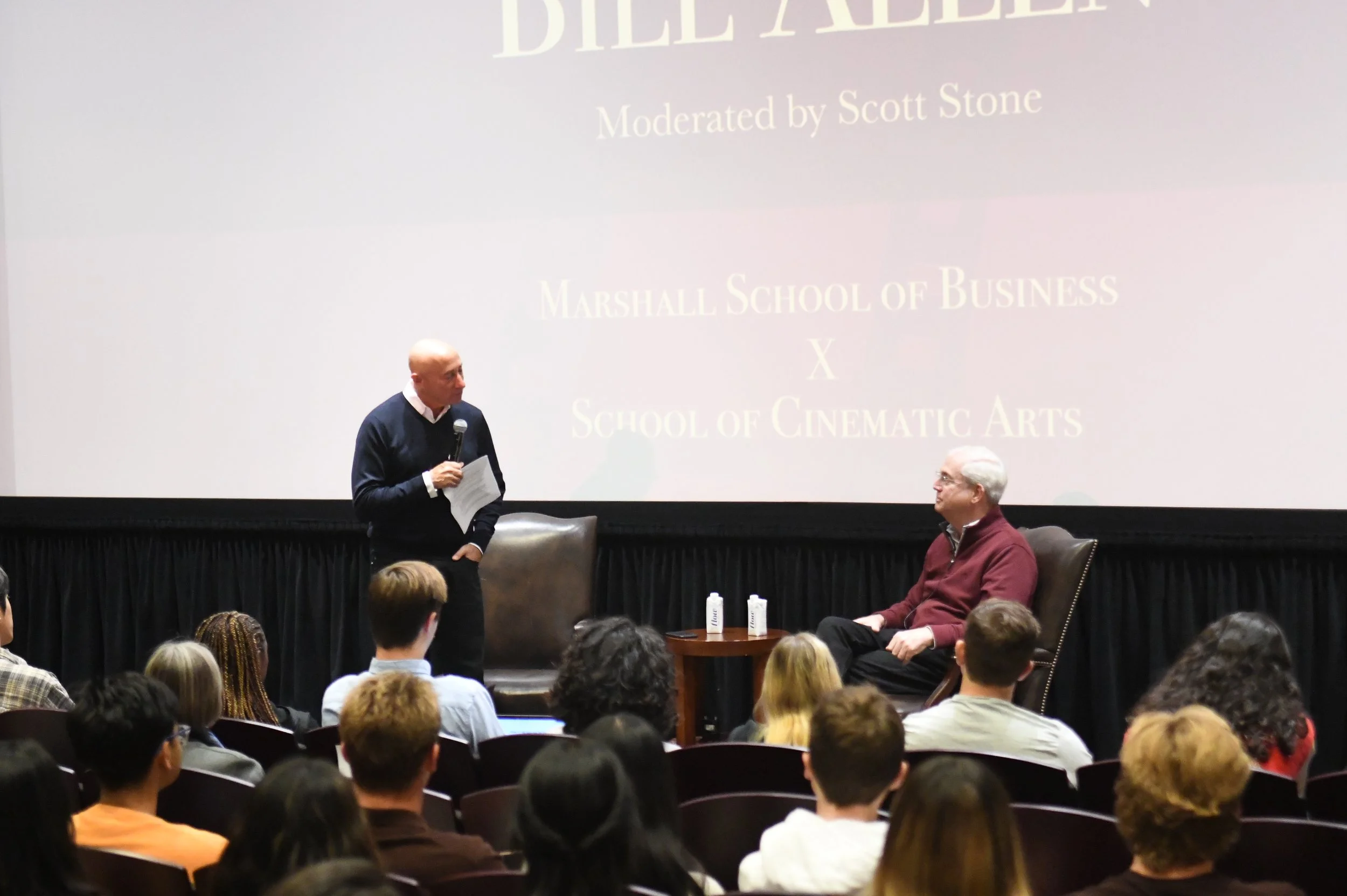SCA Professor Scott Stone moderates a conversation with Trustee Bill Allen.





