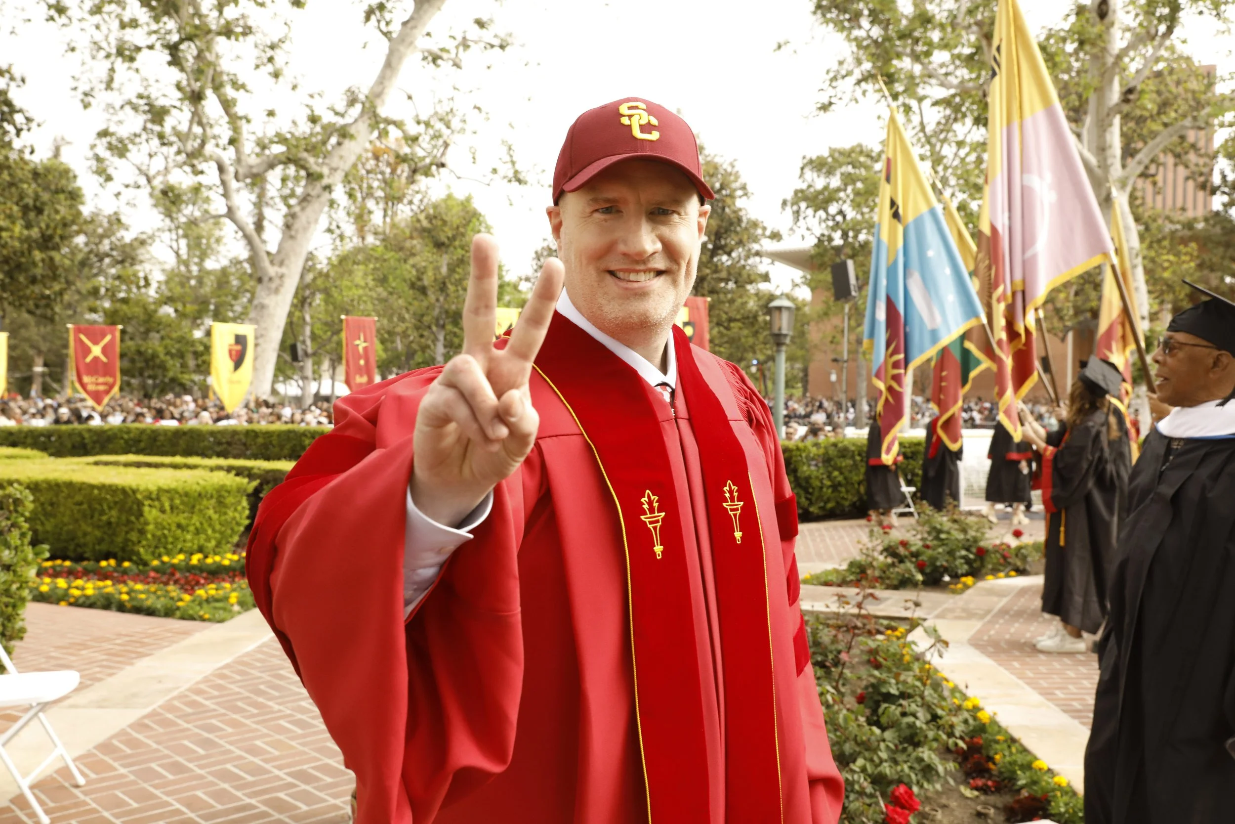 SCA alumni and President of Marvel Studios, Kevin Feige at USC's 140th Commencement Ceremony. 