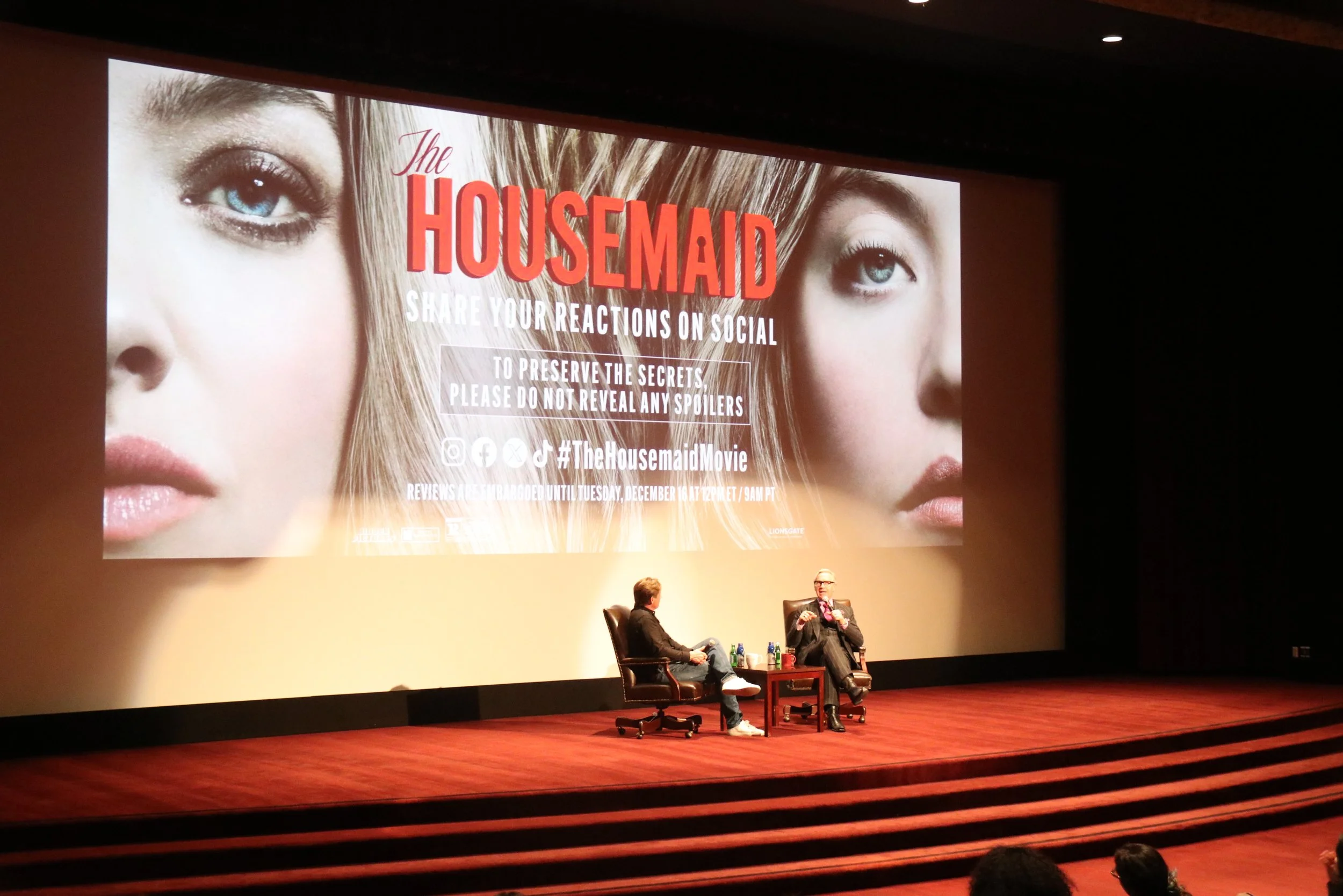 SCA alumnus Paul Feig (right) returned to campus for an advanced screening of another of his new films, "The Housemaid," with Alex Ago (left) as part of the USC Out of the Box [Office] screening series.