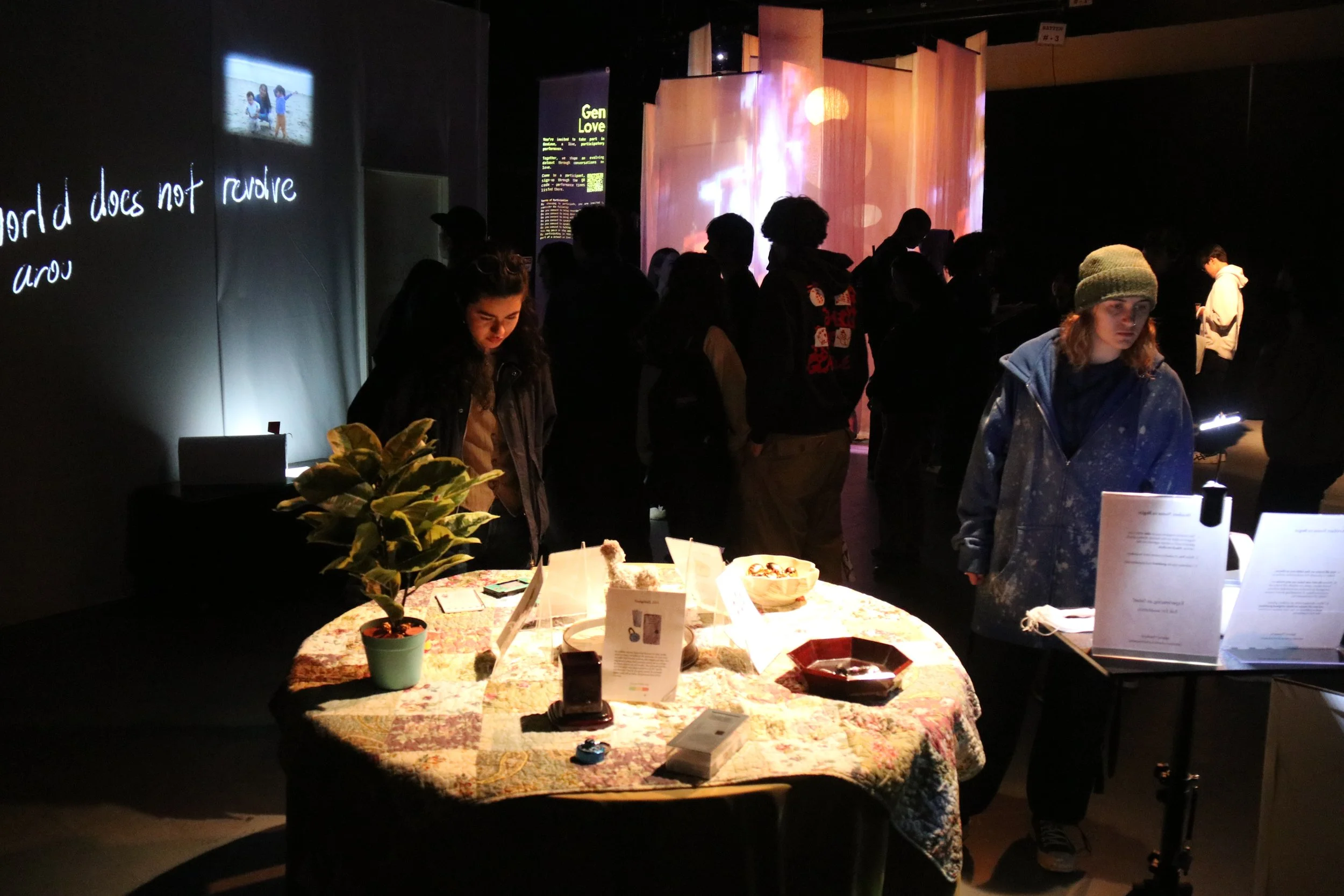 At SCA Sound Stage 4, guests engaged with Media Arts + Practice senior thesis installations during the 2025 showcase.