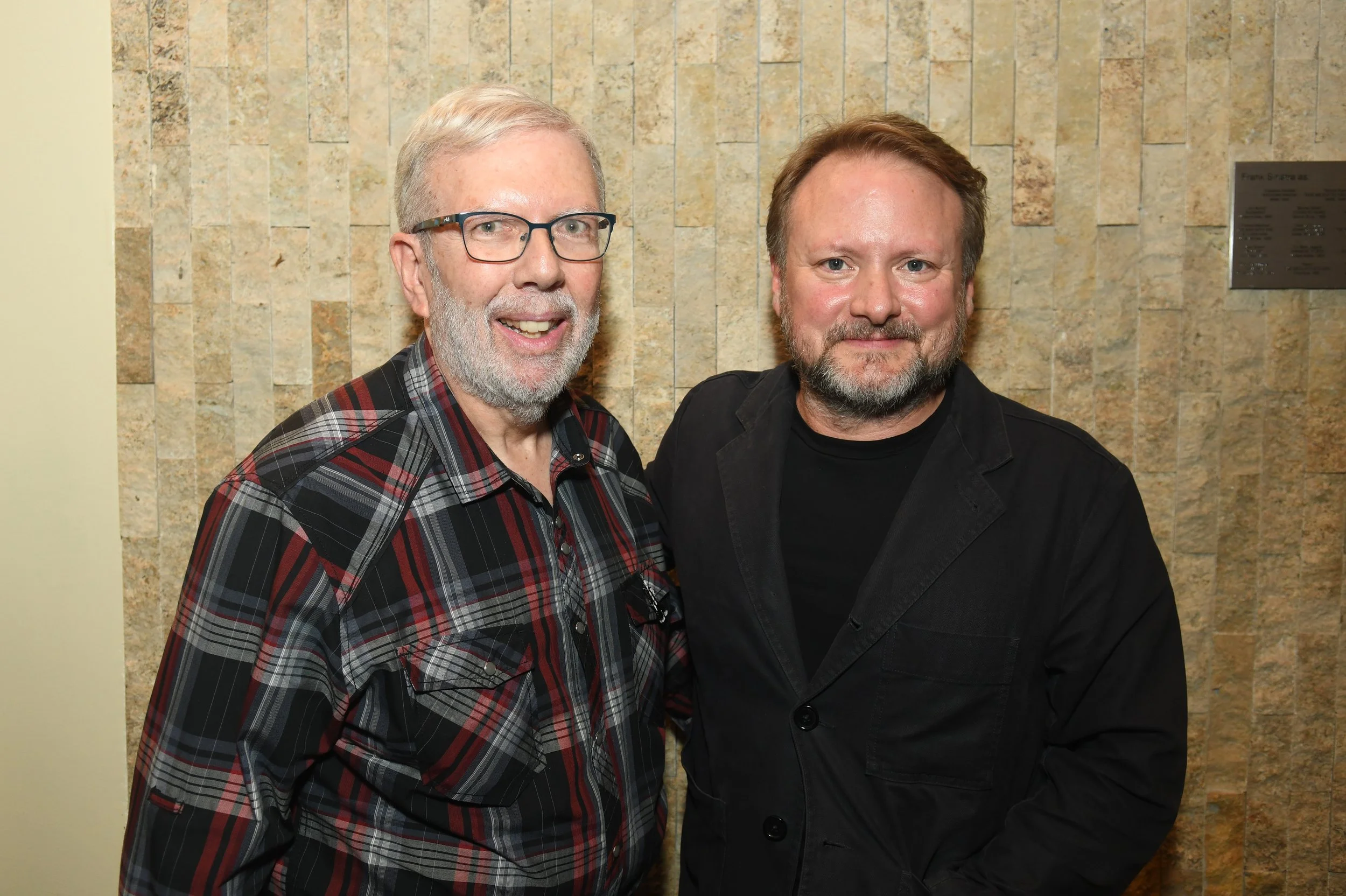  Professor Leonard Maltin with alum Rian Johnson after a screening of "Last of Sheila."