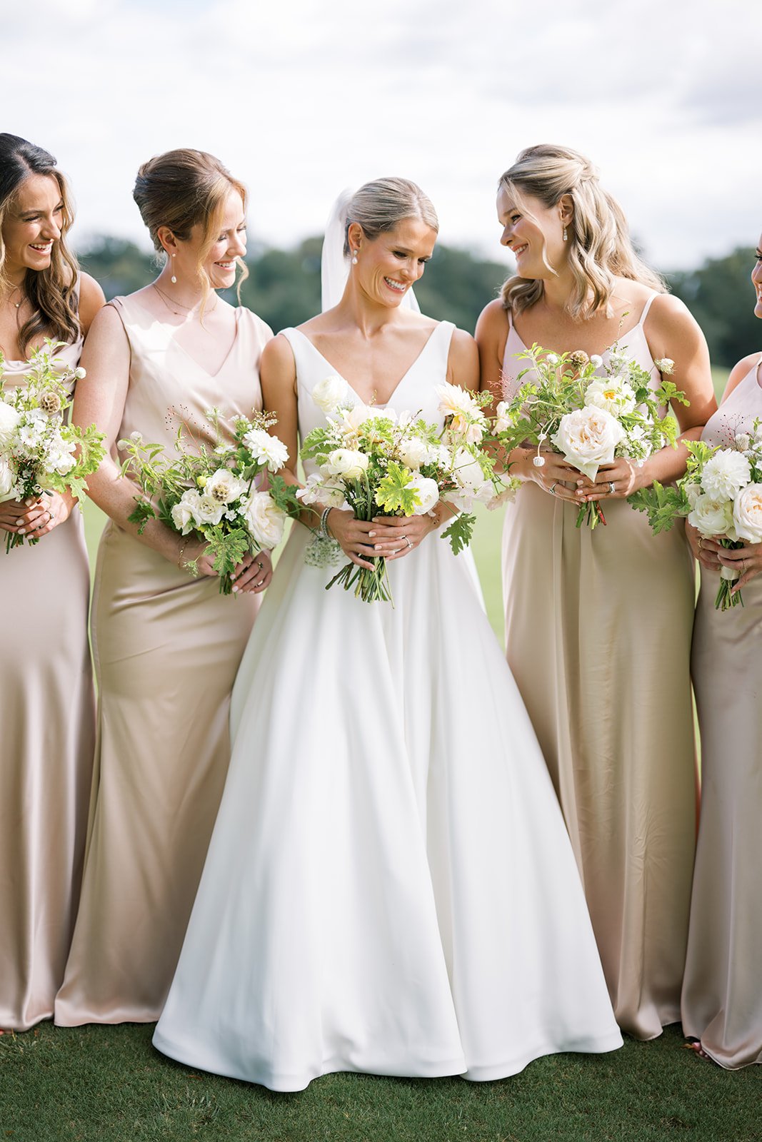 bridal party champagne dresses