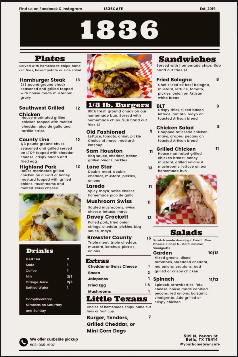Menu — 1836 Café