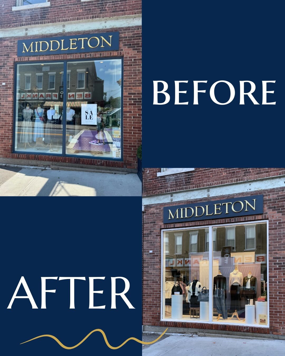 ✨ stand out &amp; make an impression ✨

3 strategic updates transformed the @middletonvermont storefront &amp; increased their foot traffic on Main Street almost immediately &ndash;

1. Updating their window trim from navy blue to warm white created 