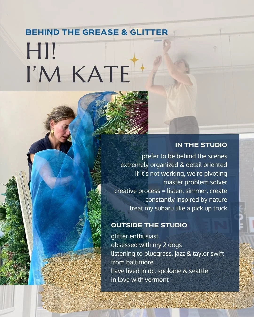 It's about time for an official introduction here &ndash; I'm Kate, the owner of Grease &amp; Glitter Studio ✨

Being a small business owner often feels like having multiple personalities. I feel the need to keep them all separate; the professional &