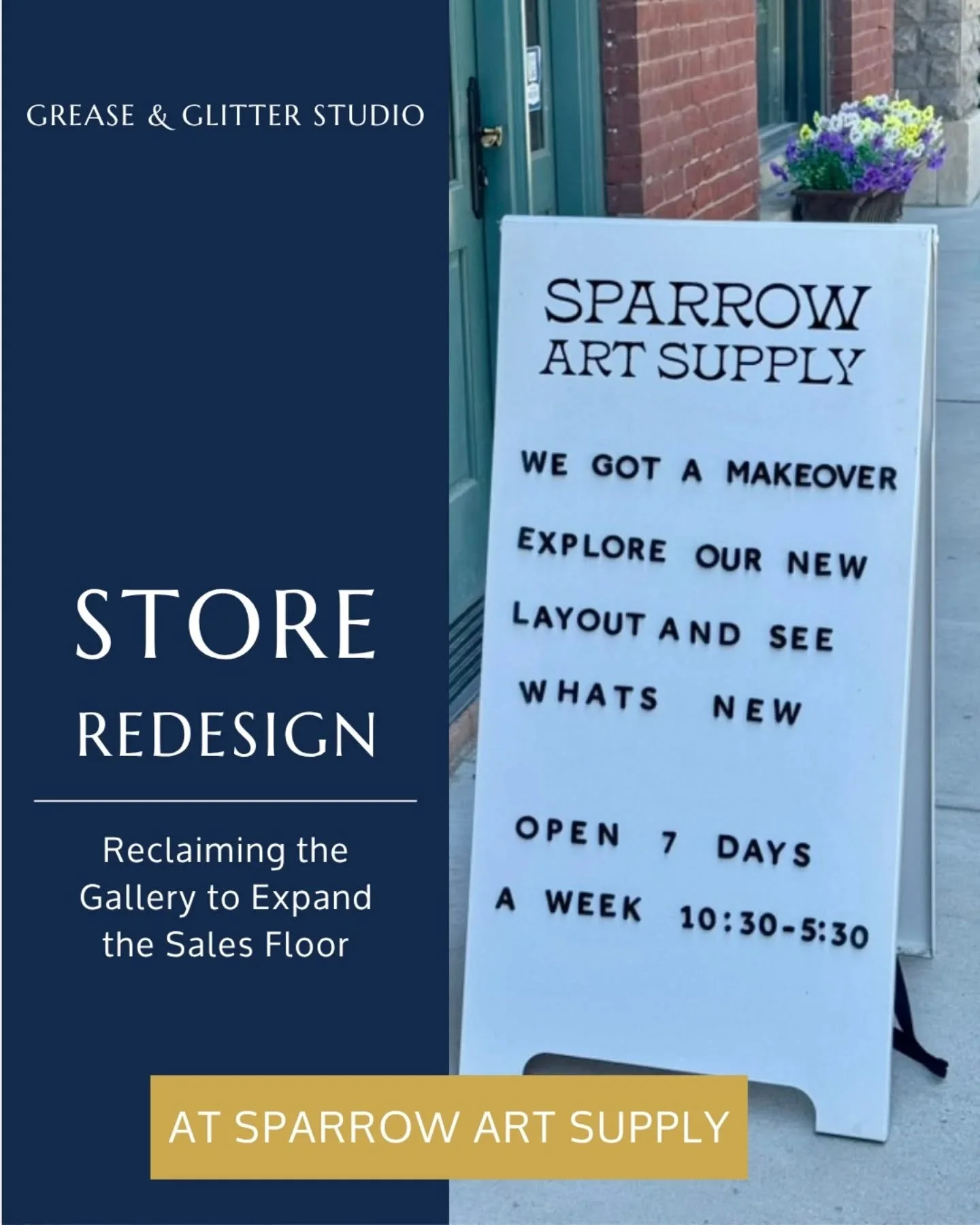 I love walking into a space &amp; visualizing it in a new light &ndash; it's one of my favorite parts of what I do for my clients.

At Sparrow Art Supply, the challenge was to expand the sales floor to create space for new product categories using th