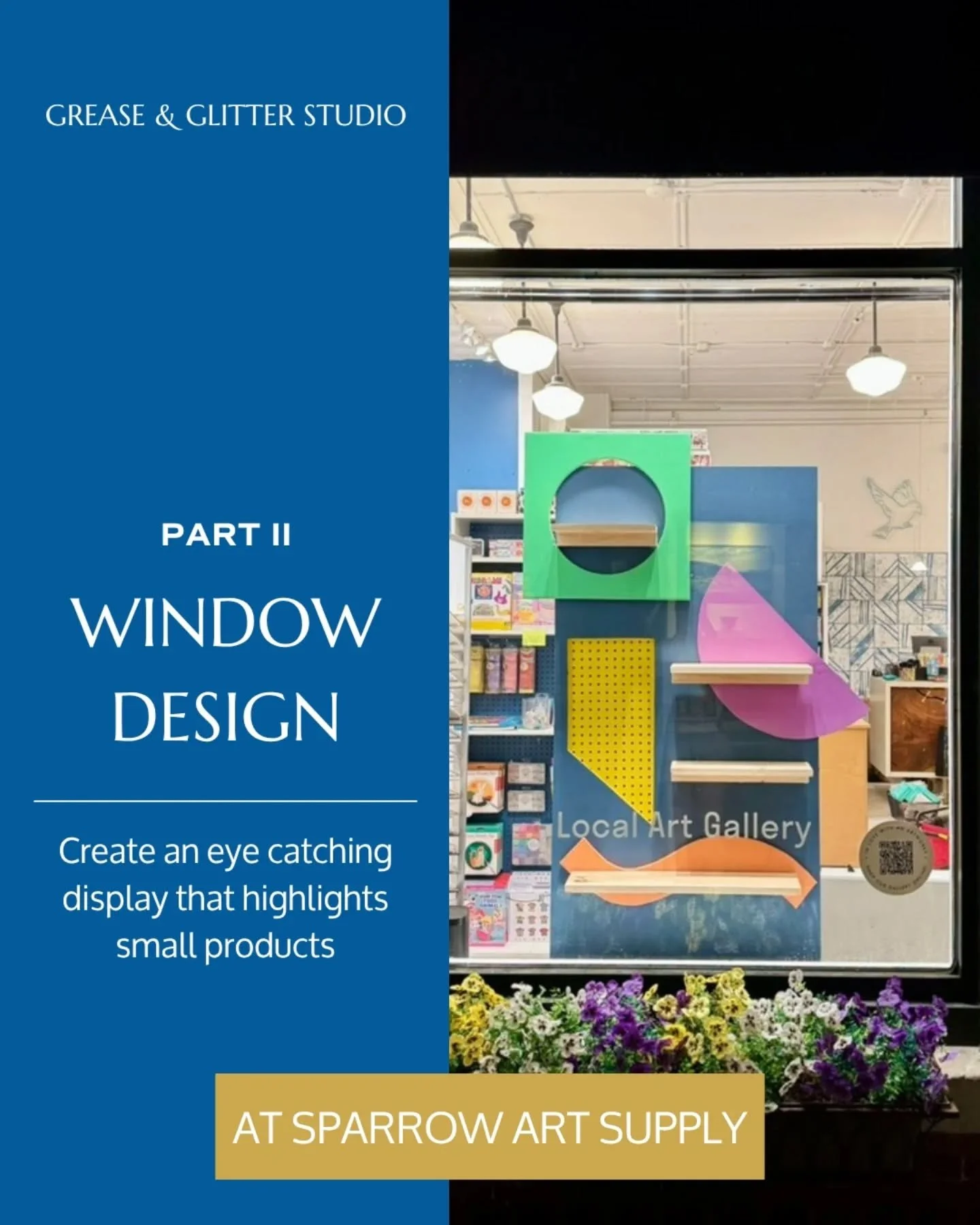 We're back for Part 2 of the Sparrow Art Supply store redesign &ndash; let's get into the windows 🎨

Window displays have their own set of challenges || small products get lost, glare works against you &amp; you need something bold enough to stop pe