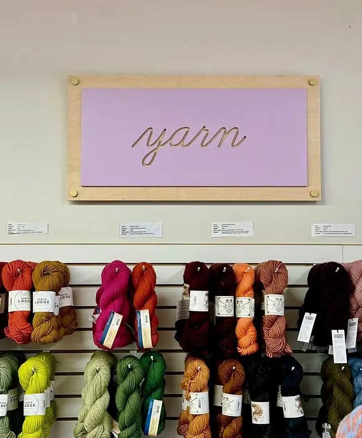 yarn sign closeup