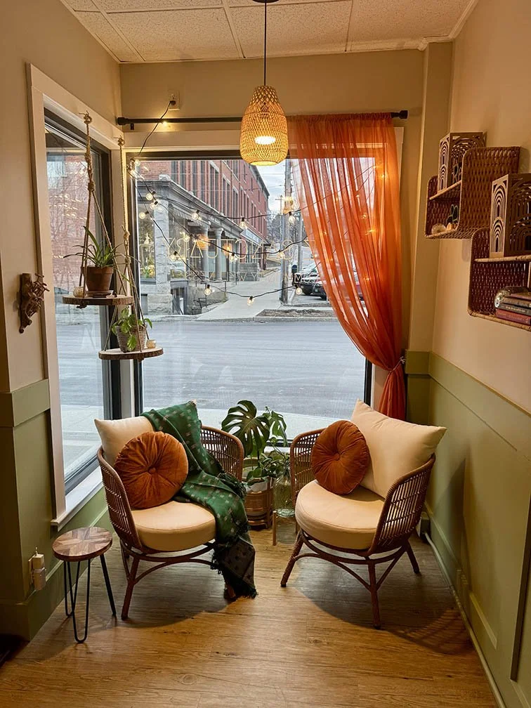 The sanctuary cozy window nook straight on view