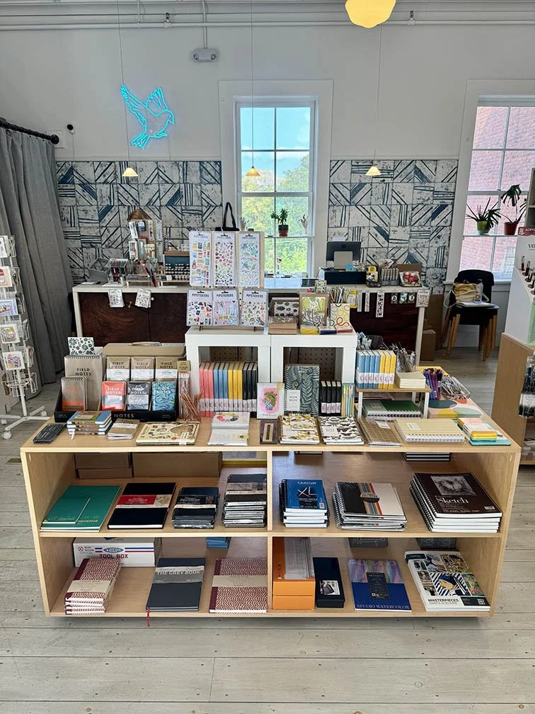 Front table merchandised with notebooks and sketch pads - June refresh 2025