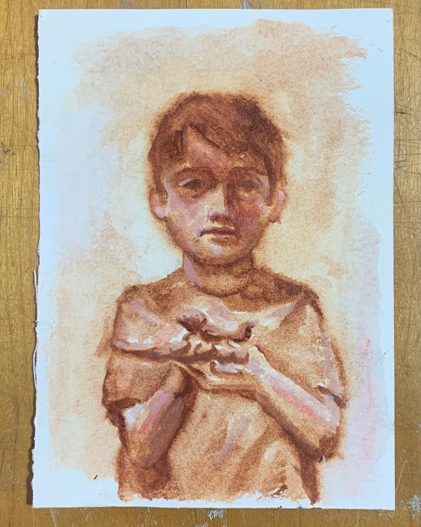 &ldquo;Boy with lizard&rdquo; study. Oil on paper. #oilpainting #oilonpaperpainting #oilonpaper #archesoilpaper