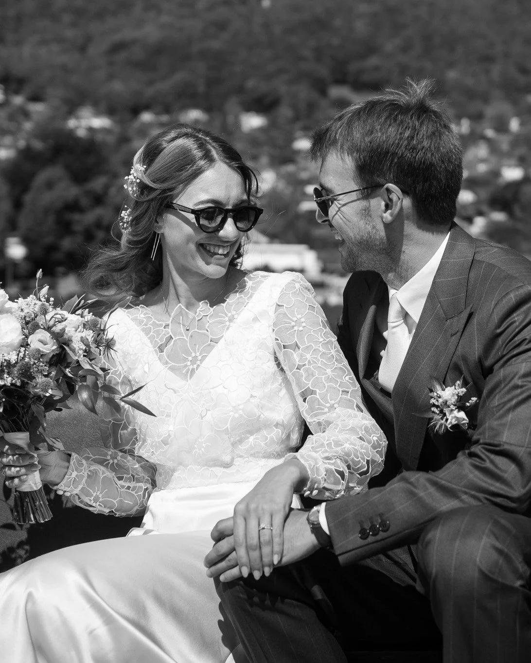 REAL BRIDE // Laetitia &amp; Alexis

For her celebration in Annecy, Laetitia wore a bespoke silk satin gown with a V-neckline and a gracefully sculpted deep back, paired with an exquisite Italian silk organza lace blouse, adorned with a soft floral m