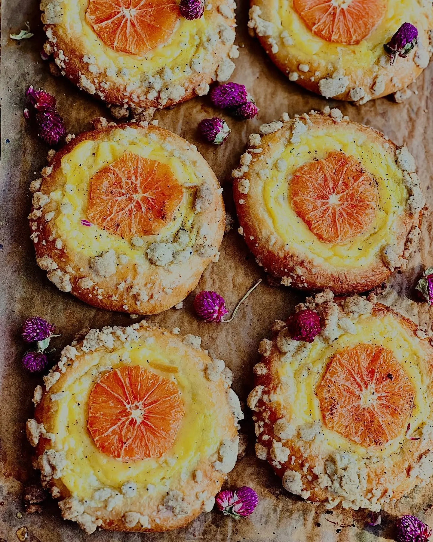 A fragrant brioche infused with citrus zest and cardamom, filled with orange blossom ginger pastry cream and finished with a ruffled cardamom crumble.
Warm, softly spiced, and meant to be savored slowly&mdash;#sunshine in every bite.

*Find these at 