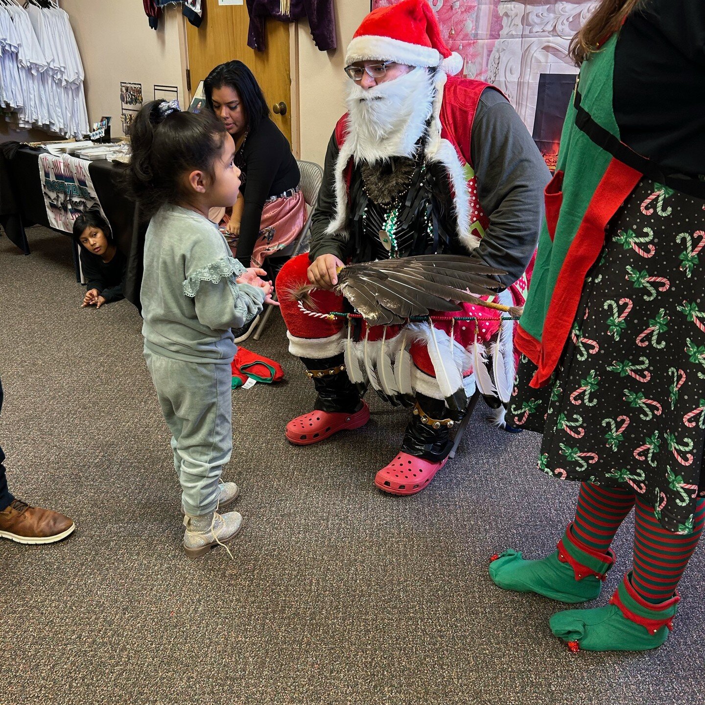 Last week members of KOK visited the PNW Creative Native Holiday Market @ Augustana Lutheran Church feat. jewelry, crafts, food and a contest promoting their young women. The drums heightened the fun and Santa was unique. See a brief video here: http