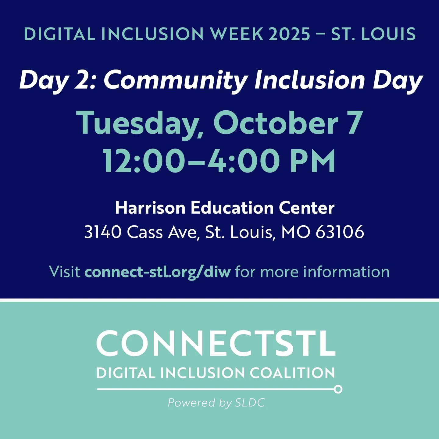 On Tuesday, October 7th #ConnectSTL is hosting Community Inclusion Day at the #NEEC in celebration of Digital Inclusion Week. Stop by from noon - 4 p.m. for interactive demonstrations &amp; digital equity resources for families &amp; youth. #DIW2025

