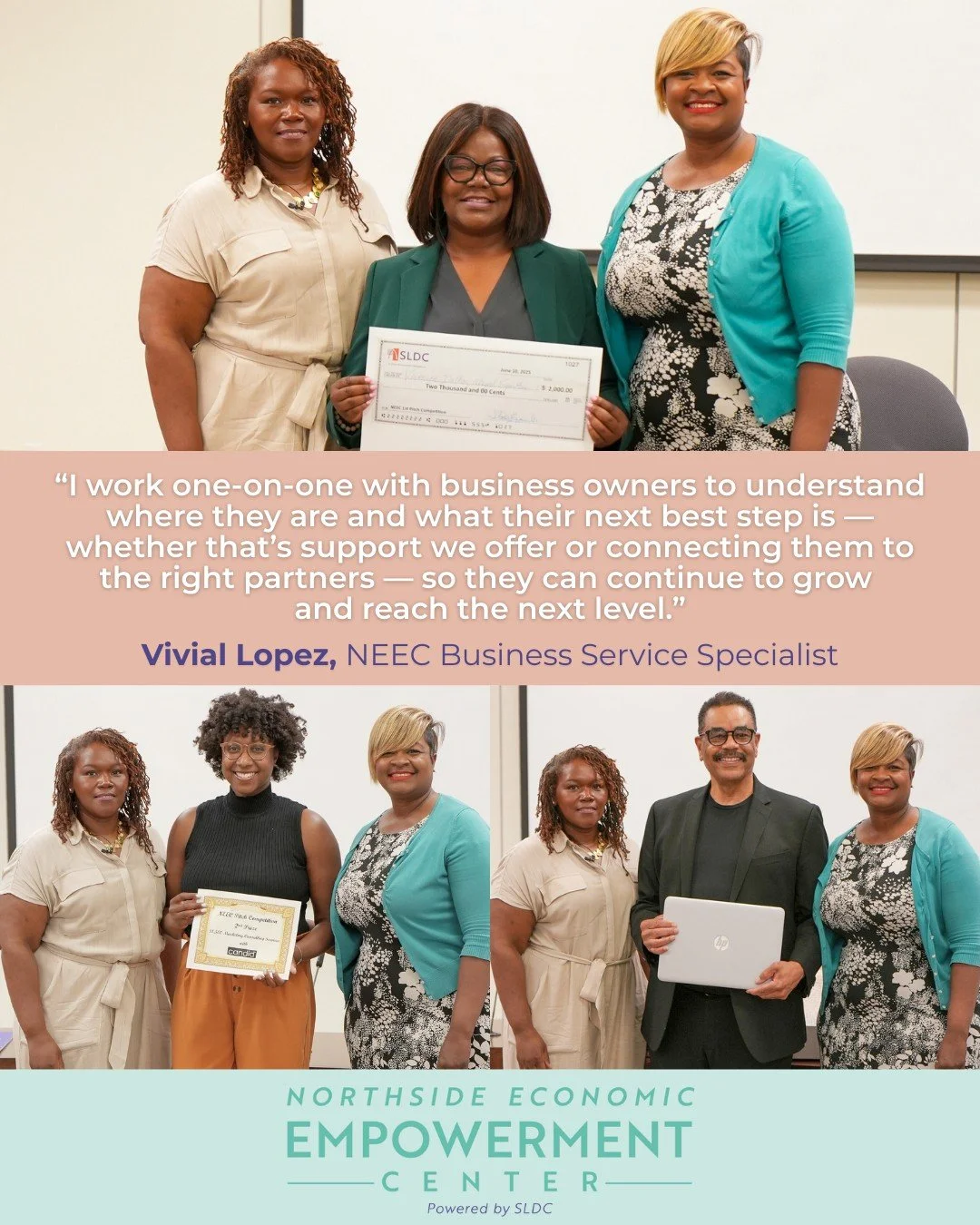 Entrepreneurs across St. Louis are building their businesses with support from the Northside Economic Empowerment Center (NEEC).

Powered by SLDC, the NEEC offers free workshops, personalized guidance and practical resources to help business owners s